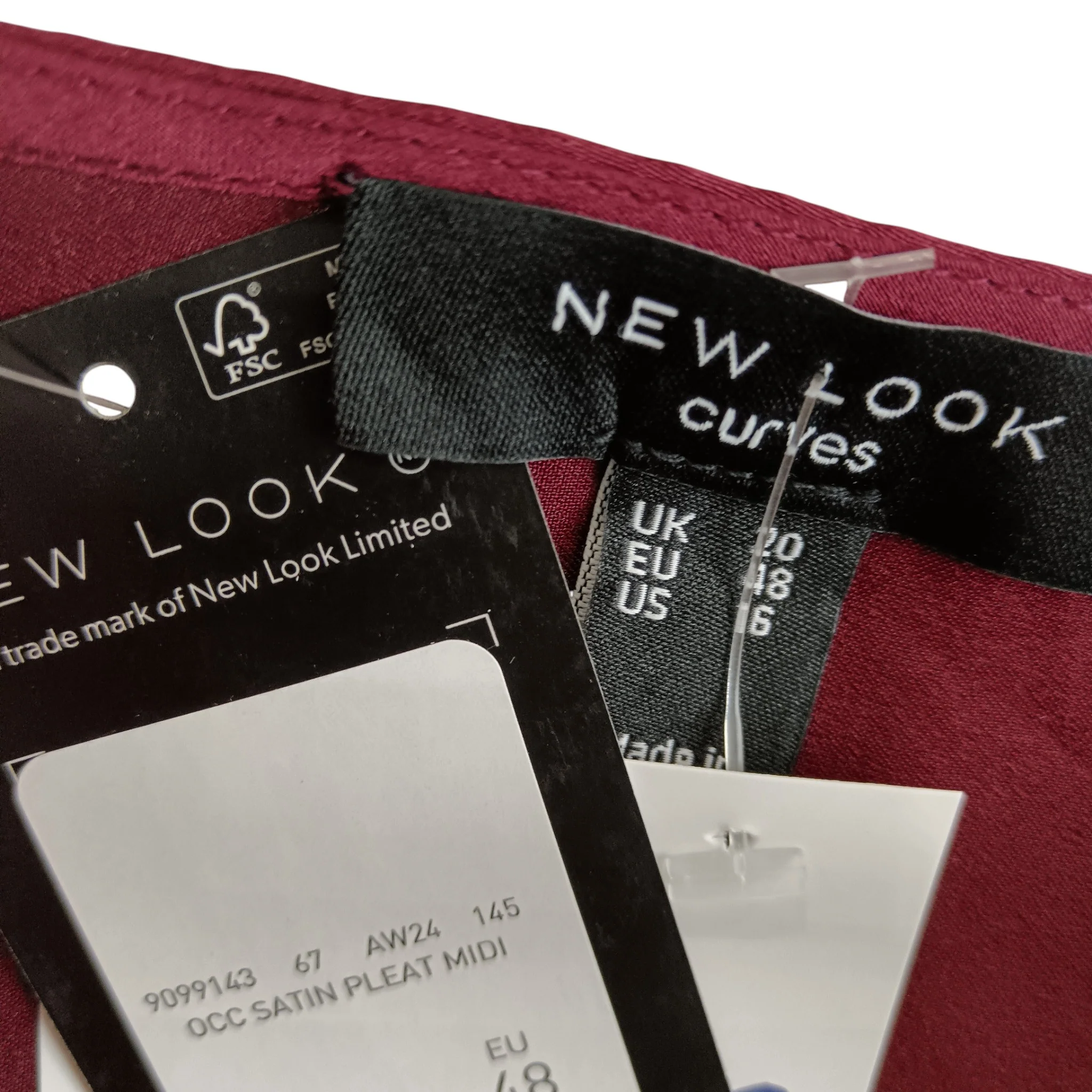 New Look Curves Burgundy Red Pleated Midaxi Wrap Dress UK 20 - Tags On - Womenswear | Pre-loved - Image 3