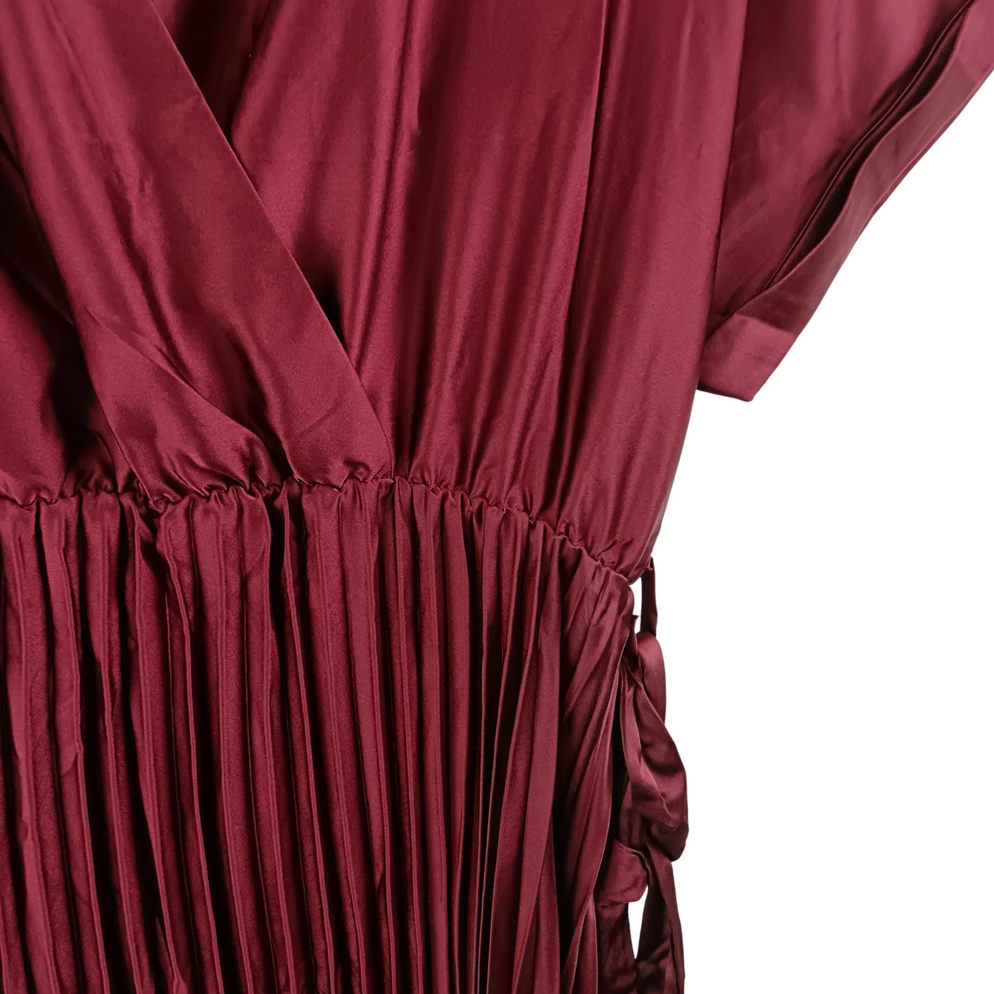 New Look Curves Burgundy Red Pleated Midaxi Wrap Dress UK 20 - Tags On - Womenswear | Pre-loved - Image 4