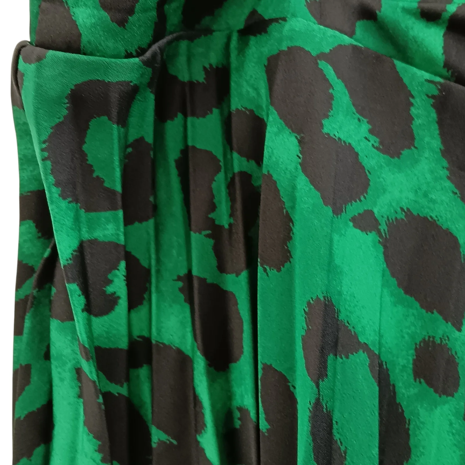 New Look Curves Green Leopard Print Pleated Midi Skirt UK 24 Womenswear | Pre-loved - Image 4