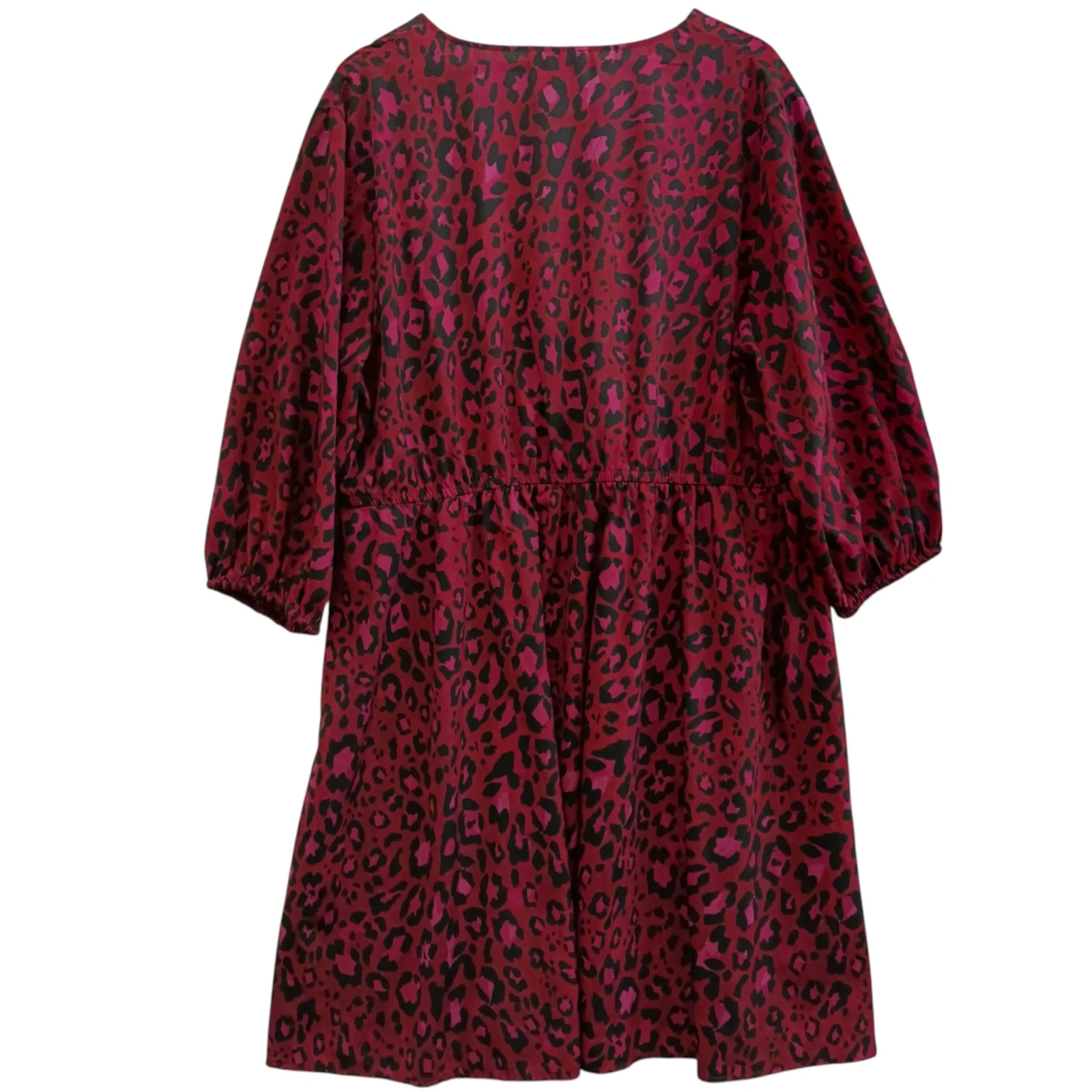 New Look Curves Knee Length V-neck Animal Print Burgundy Dress UK 24  Womenswear | Pre-loved - Image 2