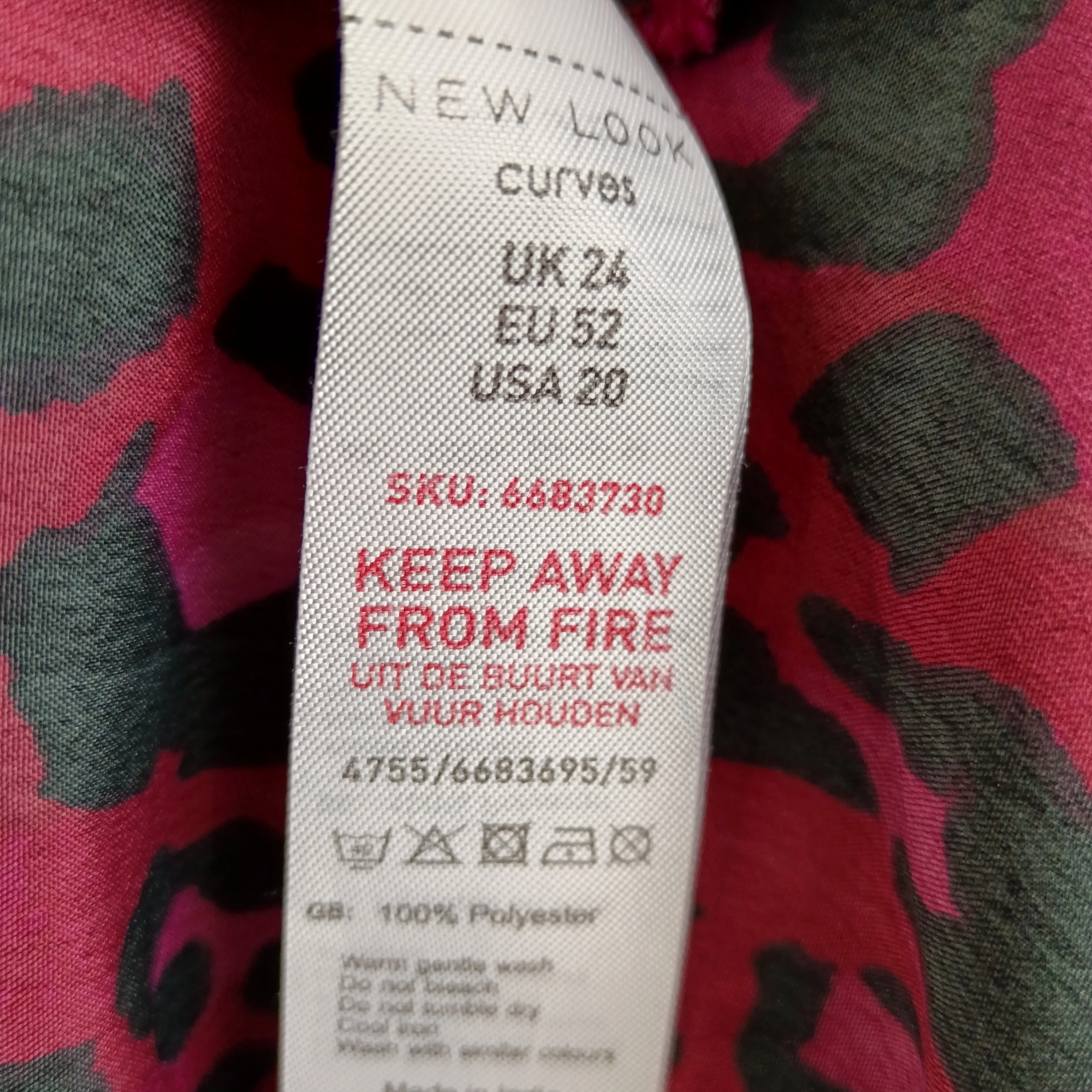 New Look Curves Knee Length V-neck Animal Print Burgundy Dress UK 24  Womenswear | Pre-loved - Image 6