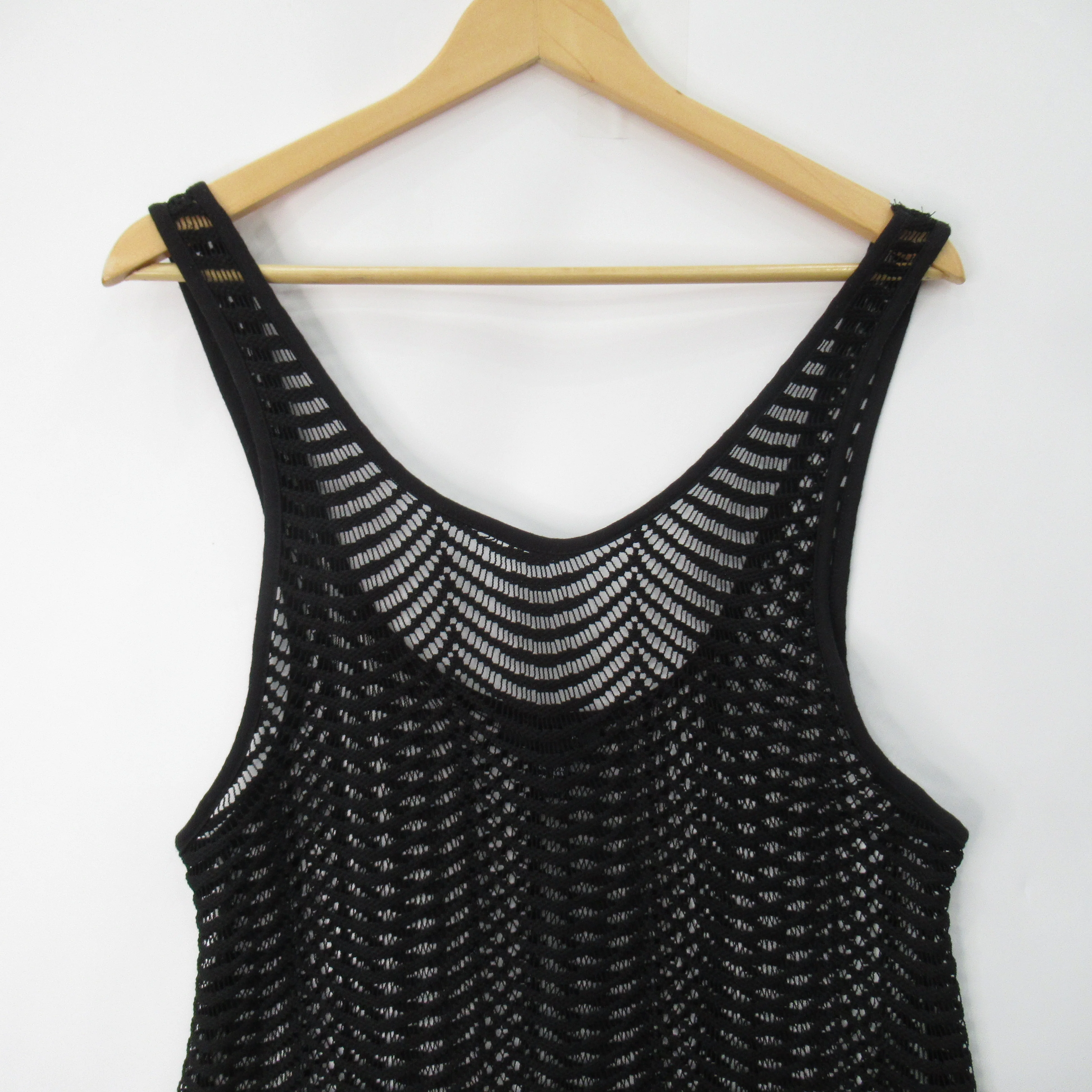 New Look String Vest Black Medium Unisex | Pre-loved - Image 2