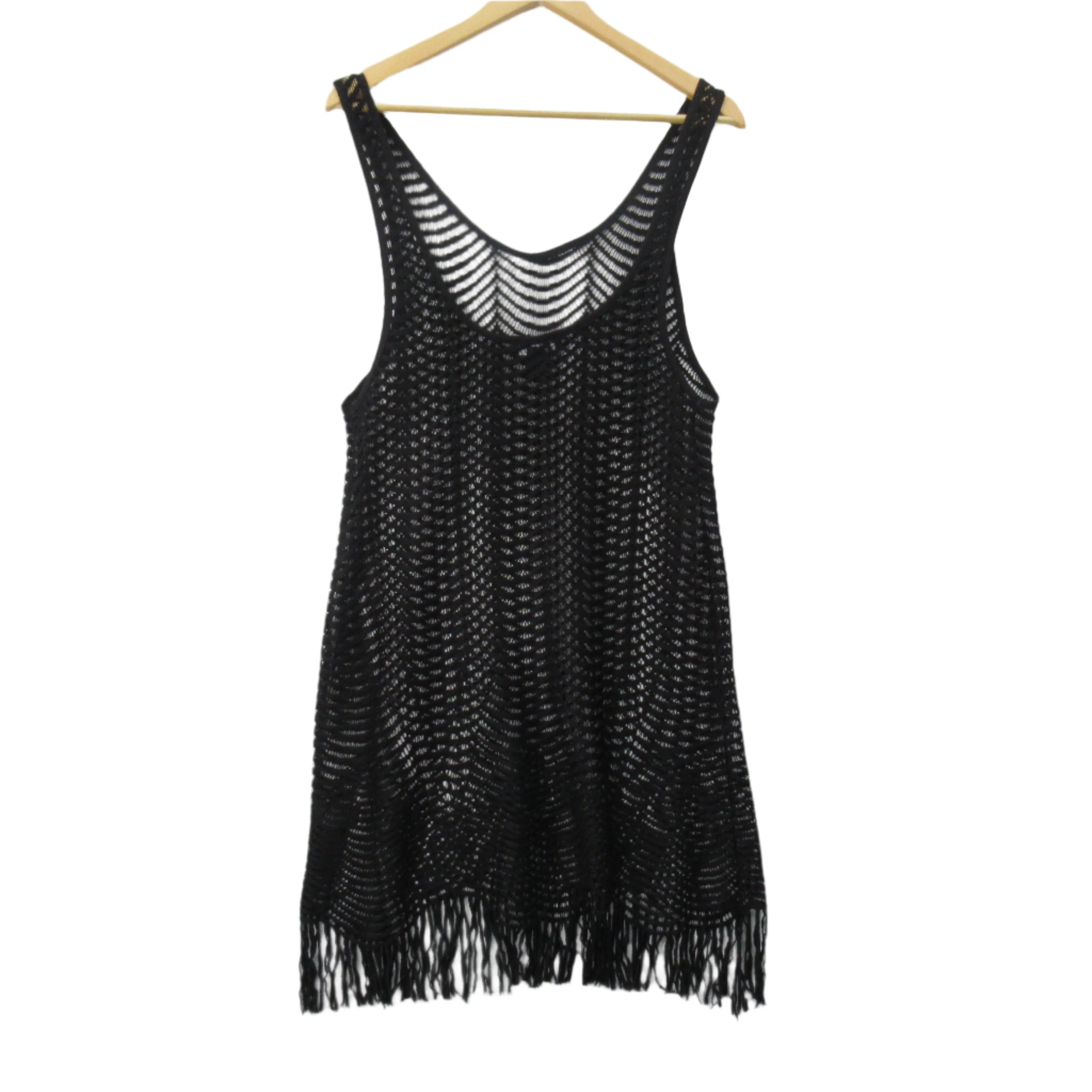 New Look String Vest Black Medium Unisex | Pre-loved - Image 4