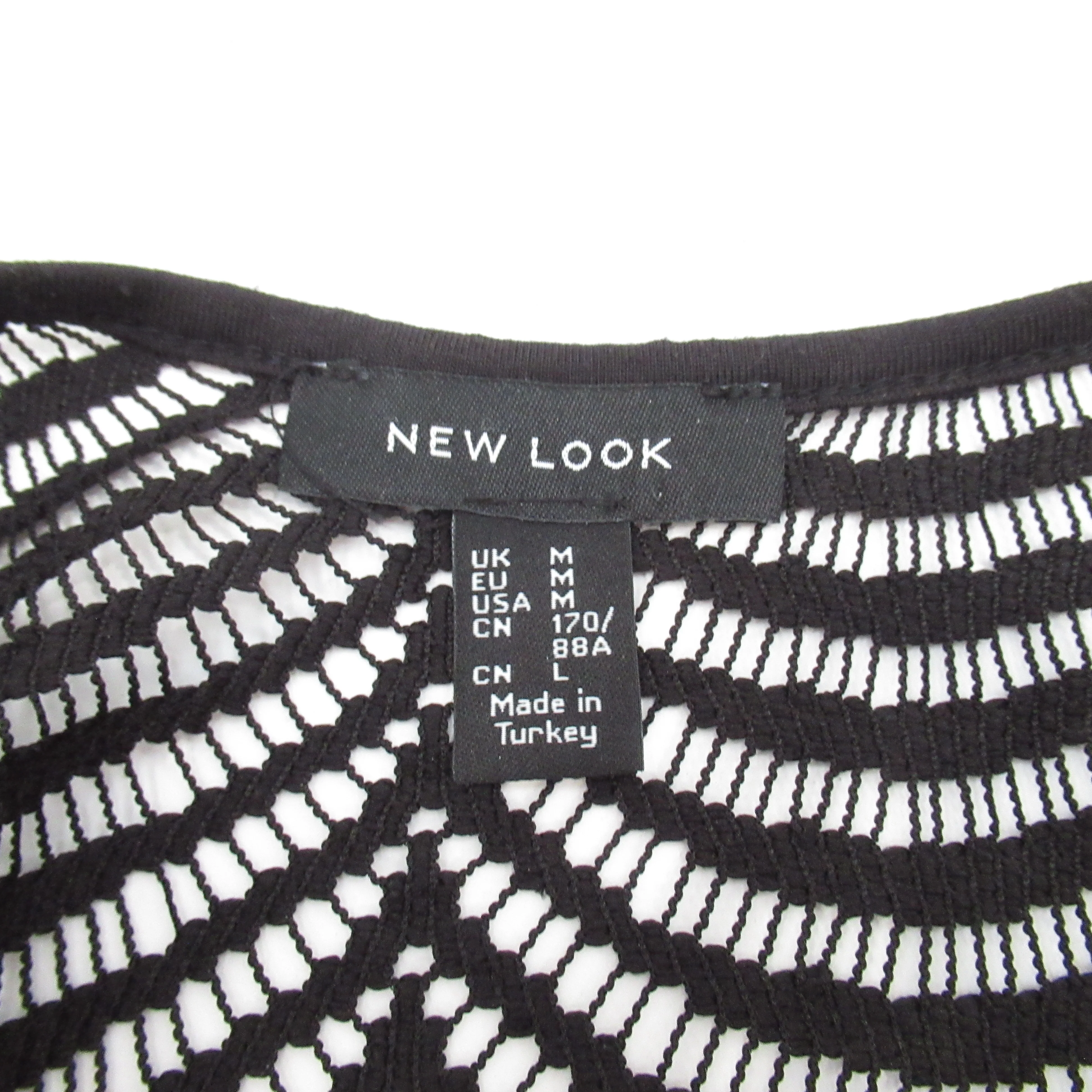 New Look String Vest Black Medium Unisex | Pre-loved - Image 6