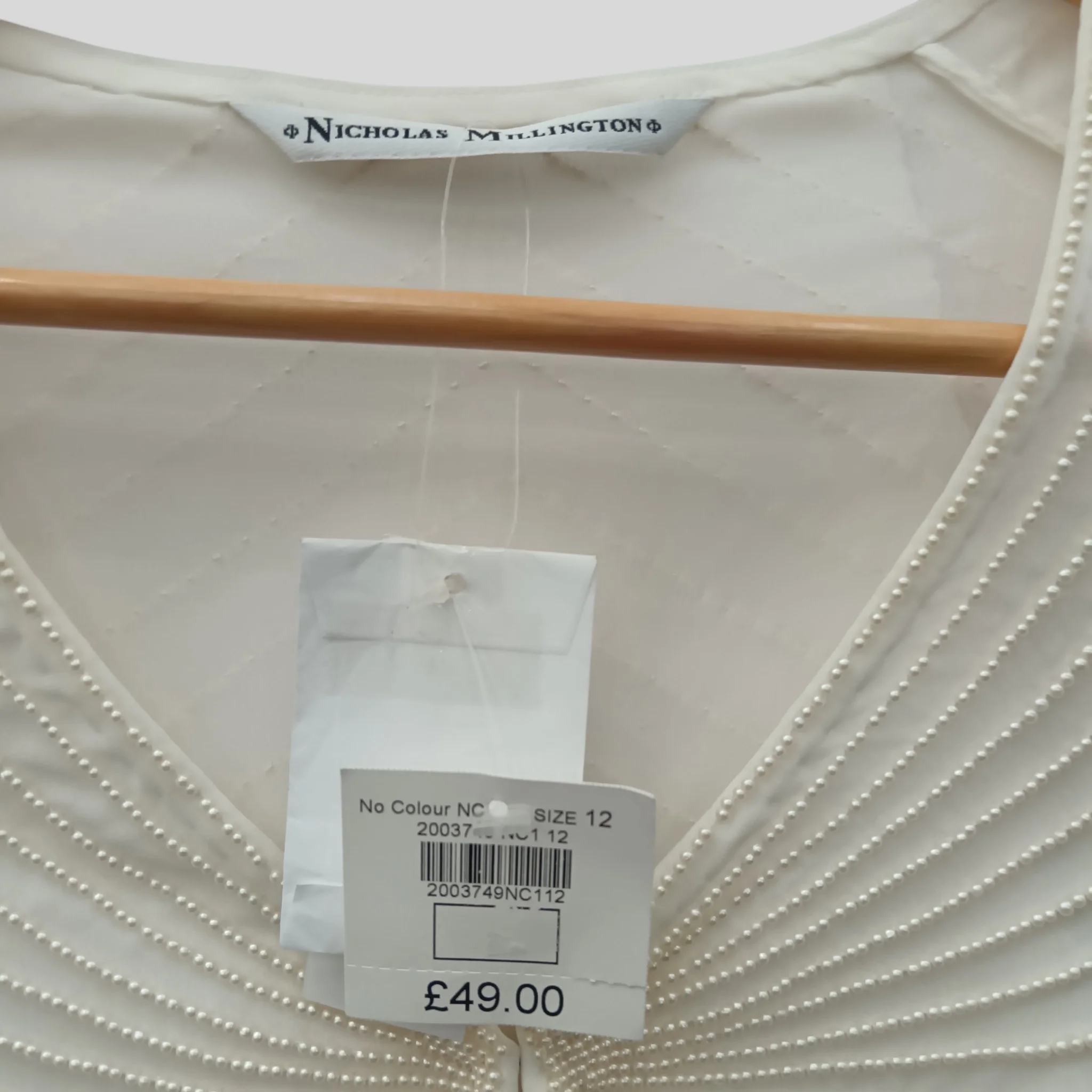 Nicholas Millington Pearl Embellished Bolero Shrug Wedding Ladies UK 12 - Tags On - Womenswear | Pre-loved - Image 3