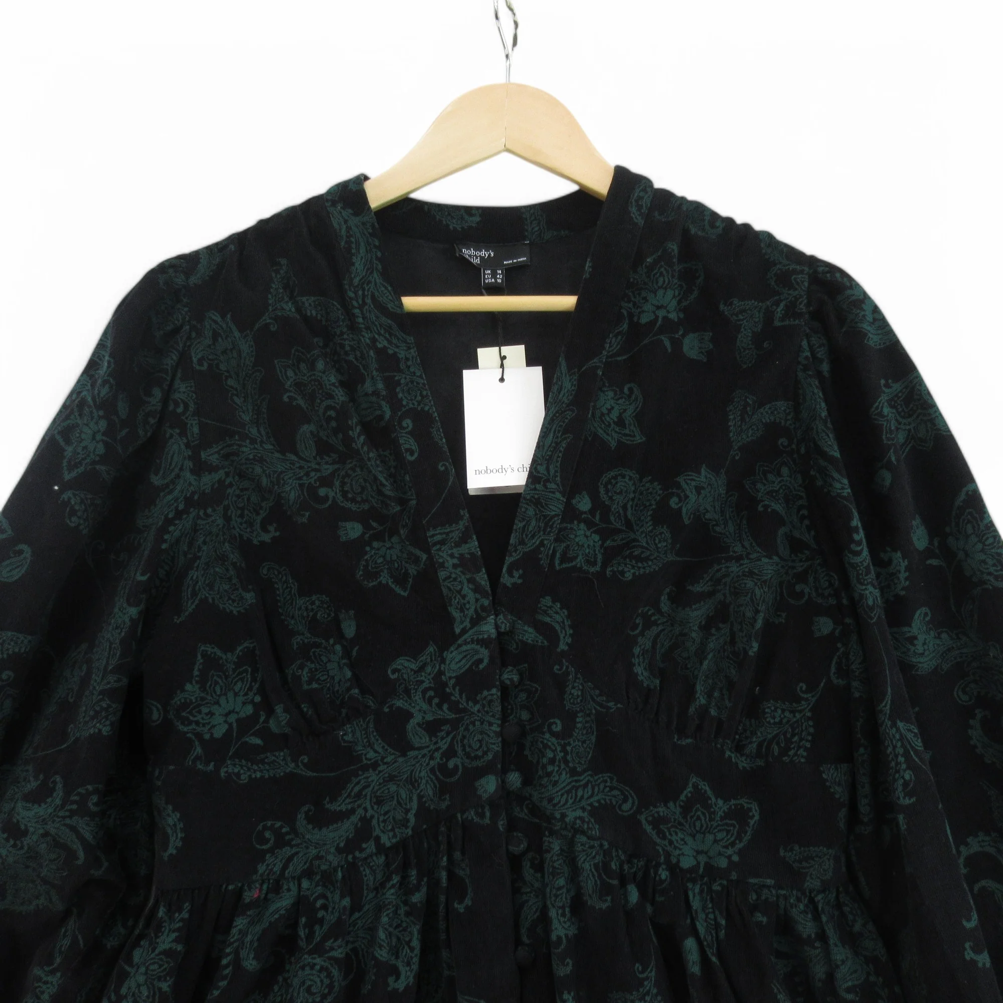 Nobodys Child Mini Dress UK 14 Black Green Womenswear| Preloved - Image 2