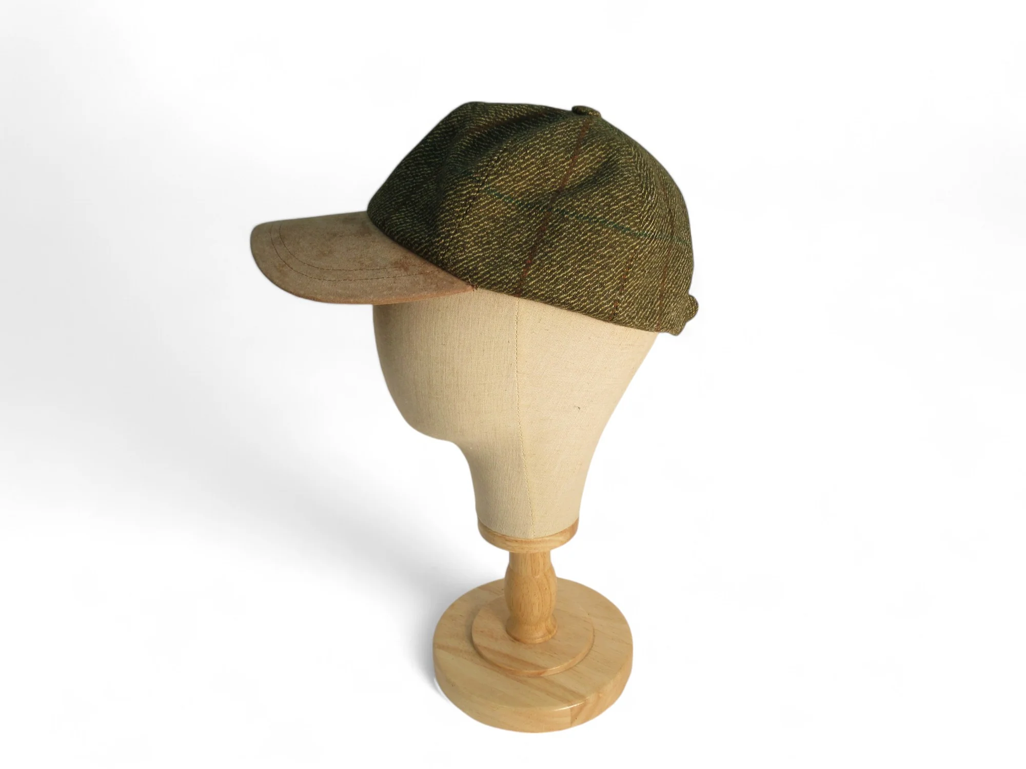 Olney Vintage Tweed Cap Small Green Brown Menswear | Preloved - Image 2