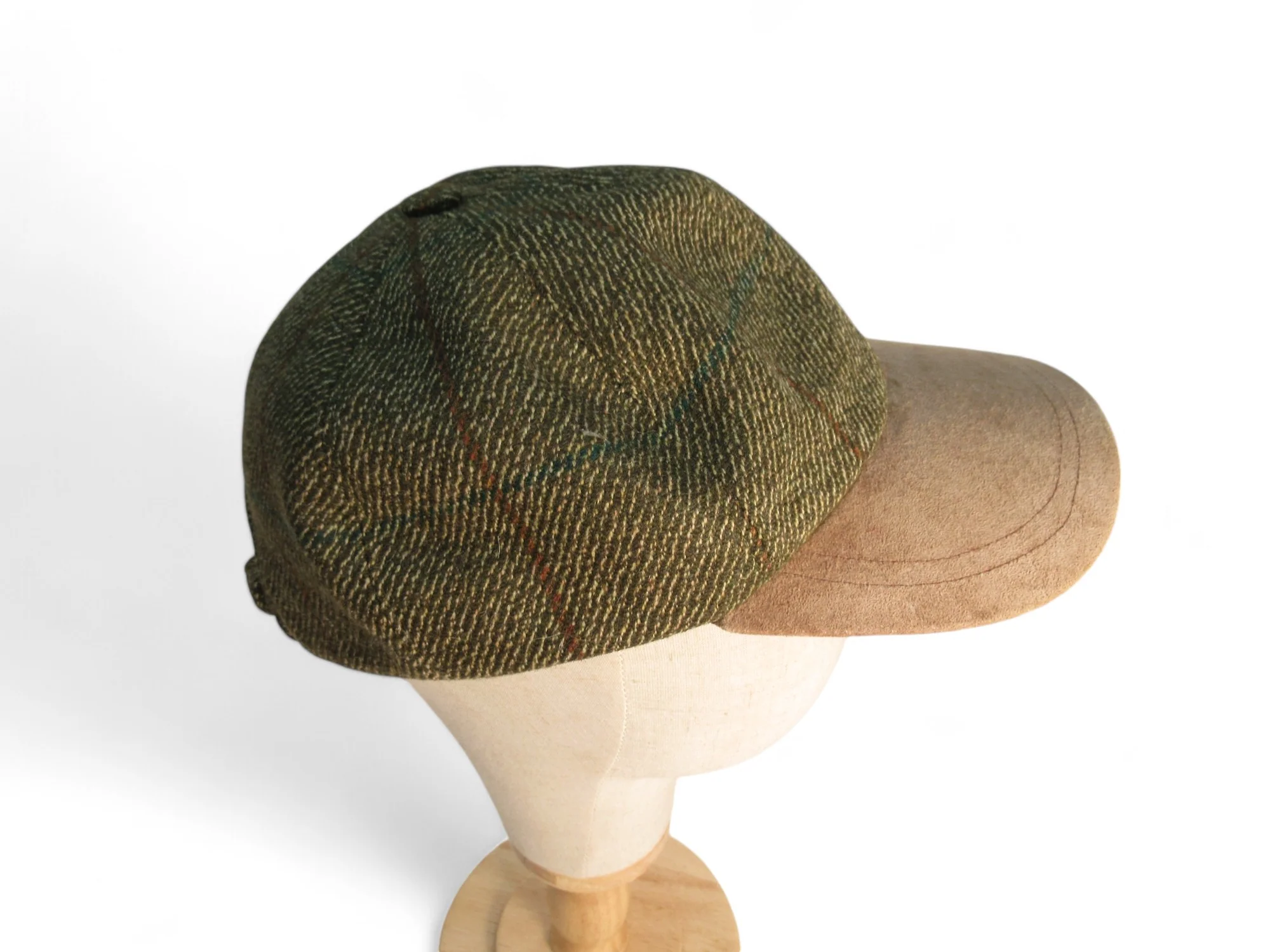 Olney Vintage Tweed Cap Small Green Brown Menswear | Preloved - Image 4