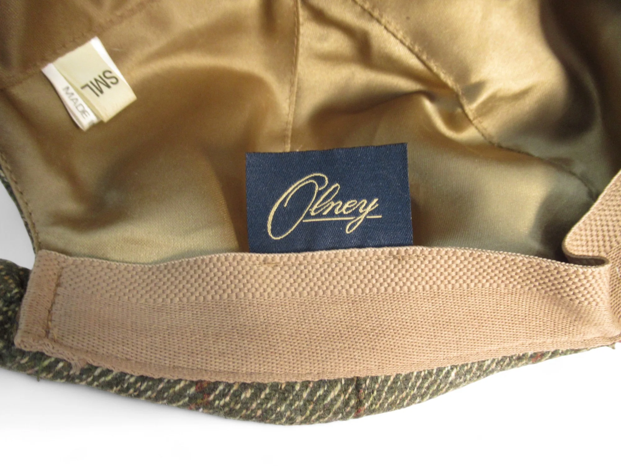 Olney Vintage Tweed Cap Small Green Brown Menswear | Preloved - Image 5