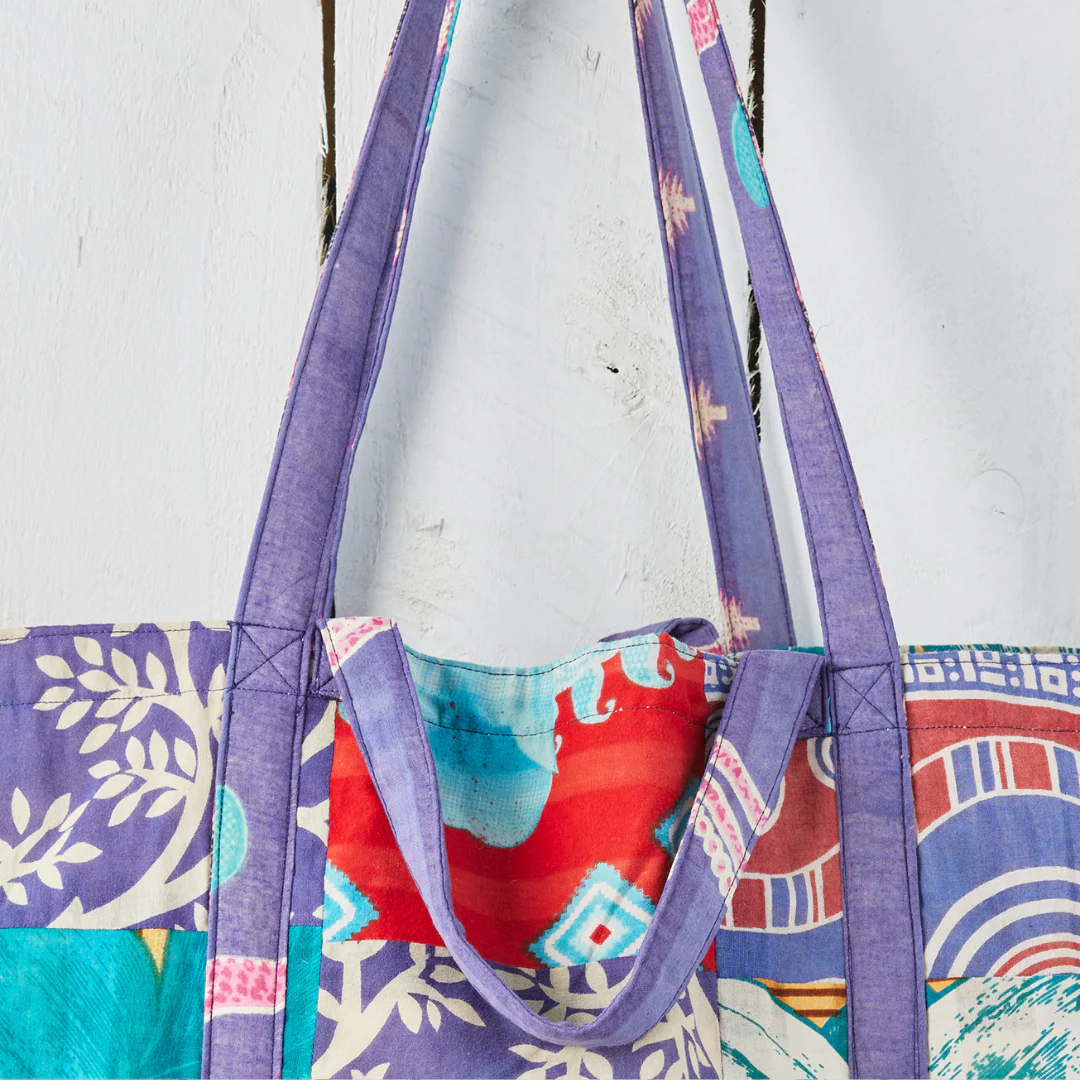 Patchwork Recycled Sari Shopping Bag | Namaste - Image 2