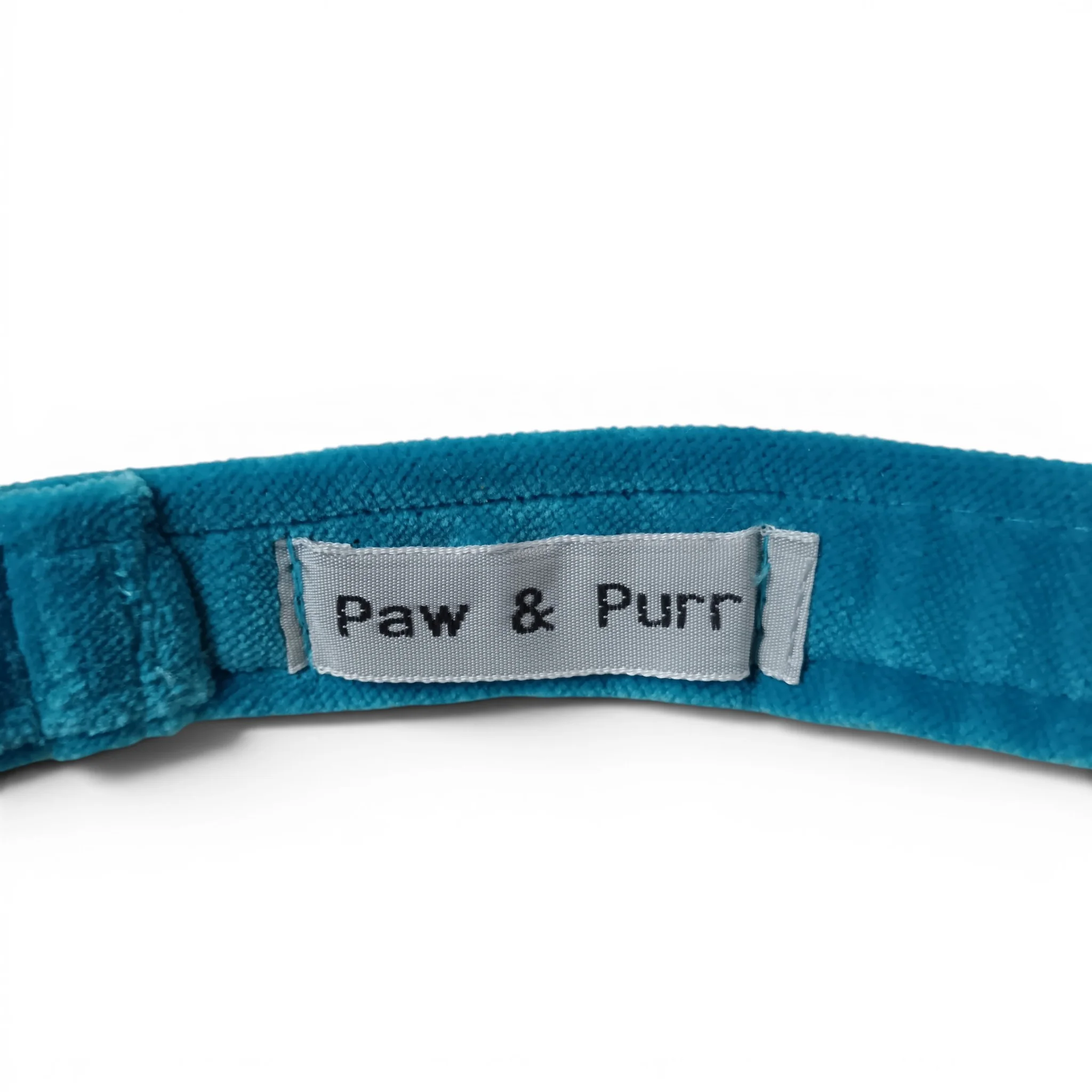 Paw & Purr Dog Collar Aqua Velvet 40-65cm Adjustable with Tags | Pre-loved - Image 3