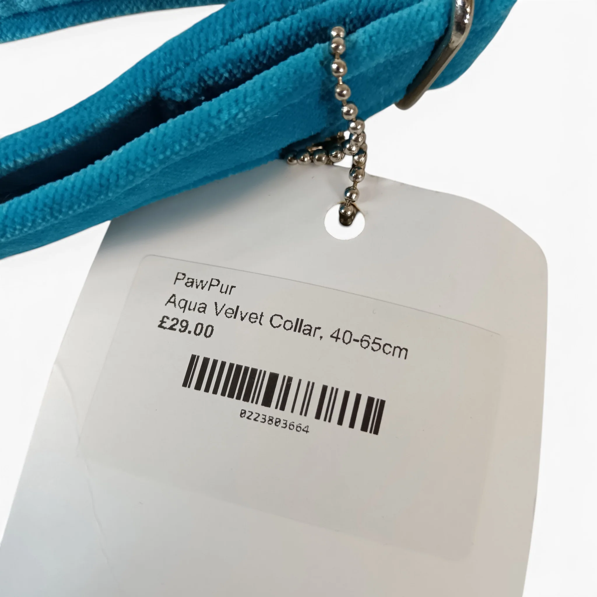 Paw & Purr Dog Collar Aqua Velvet 40-65cm Adjustable with Tags | Pre-loved - Image 6