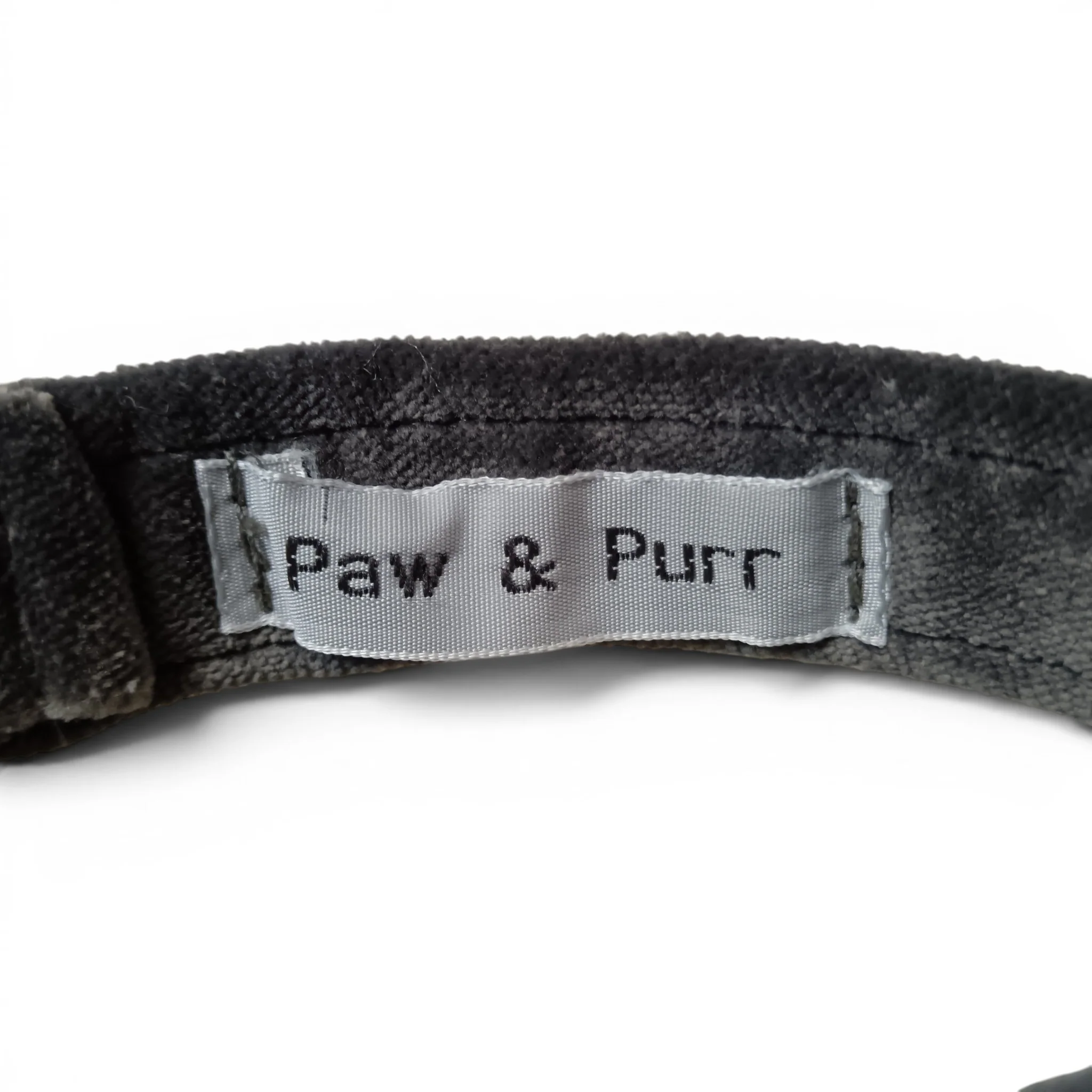 Paw & Purr Dog Collar Grey Velvet 24-40cm Adjustable with Tags | Pre-loved - Image 3