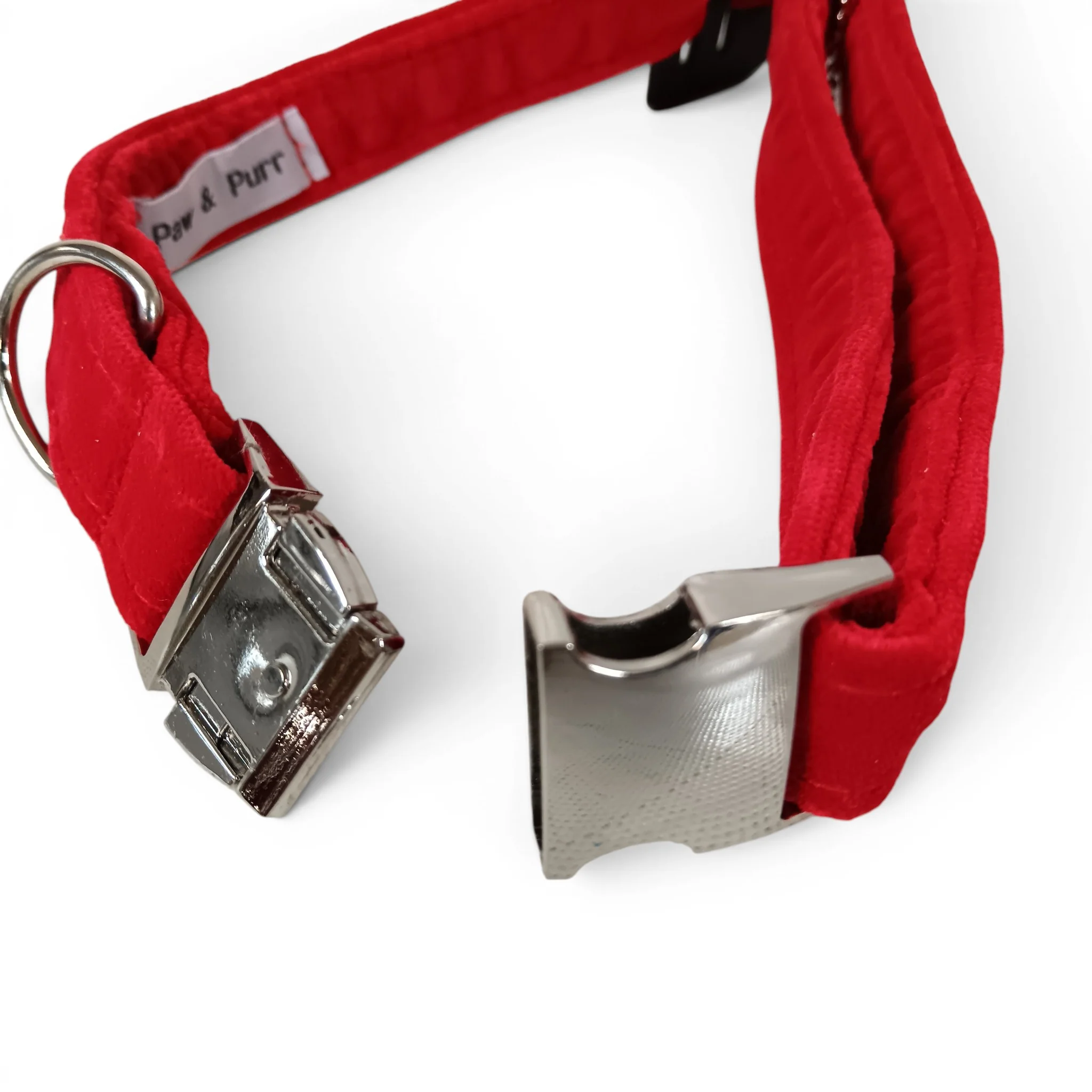 Paw & Purr Dog Collar Red Velvet 40-65cm Adjustable with Tags | Pre-loved - Image 4