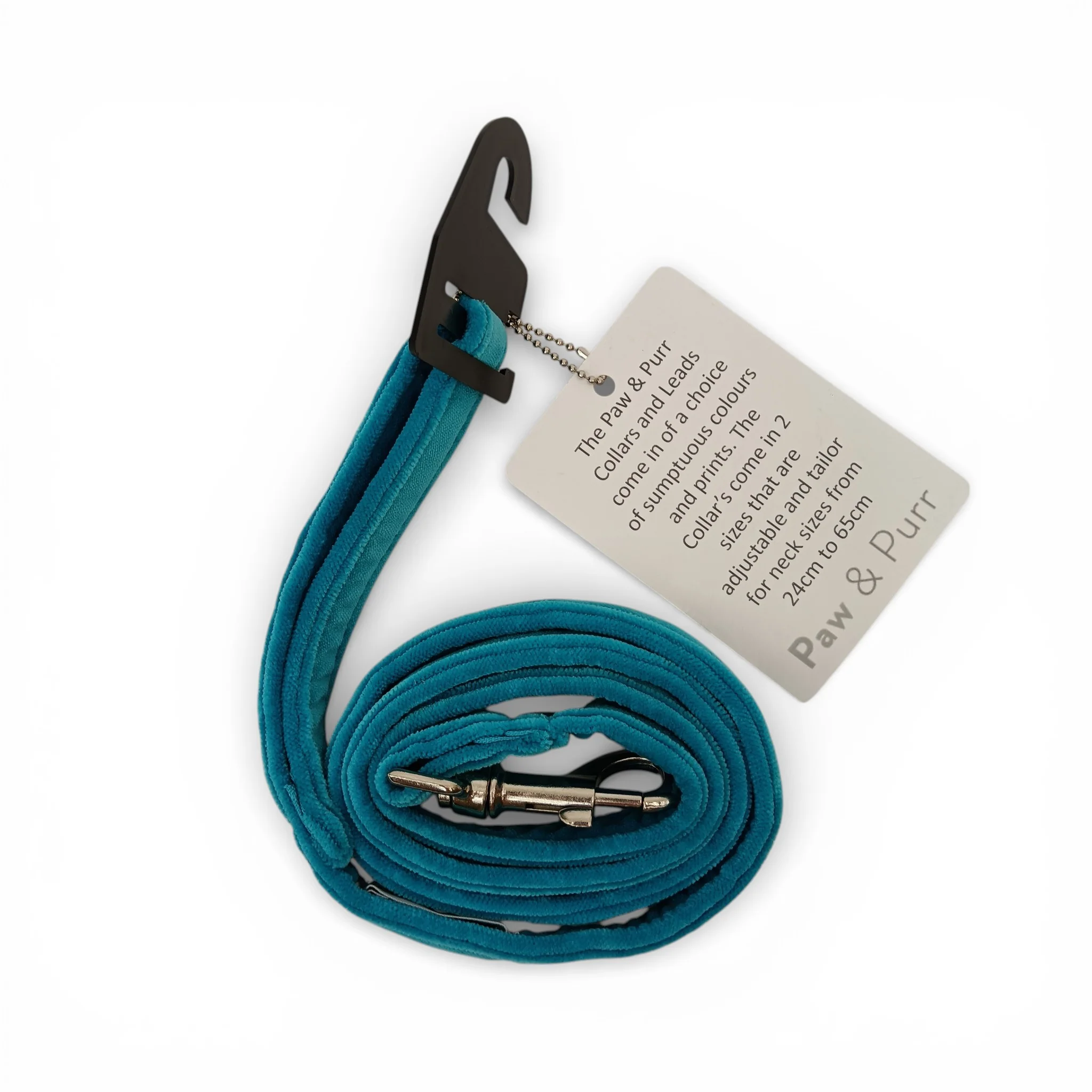 Paw & Purr Dog Lead Aqua Velvet 106cm with Tags | Pre-loved - Image 2