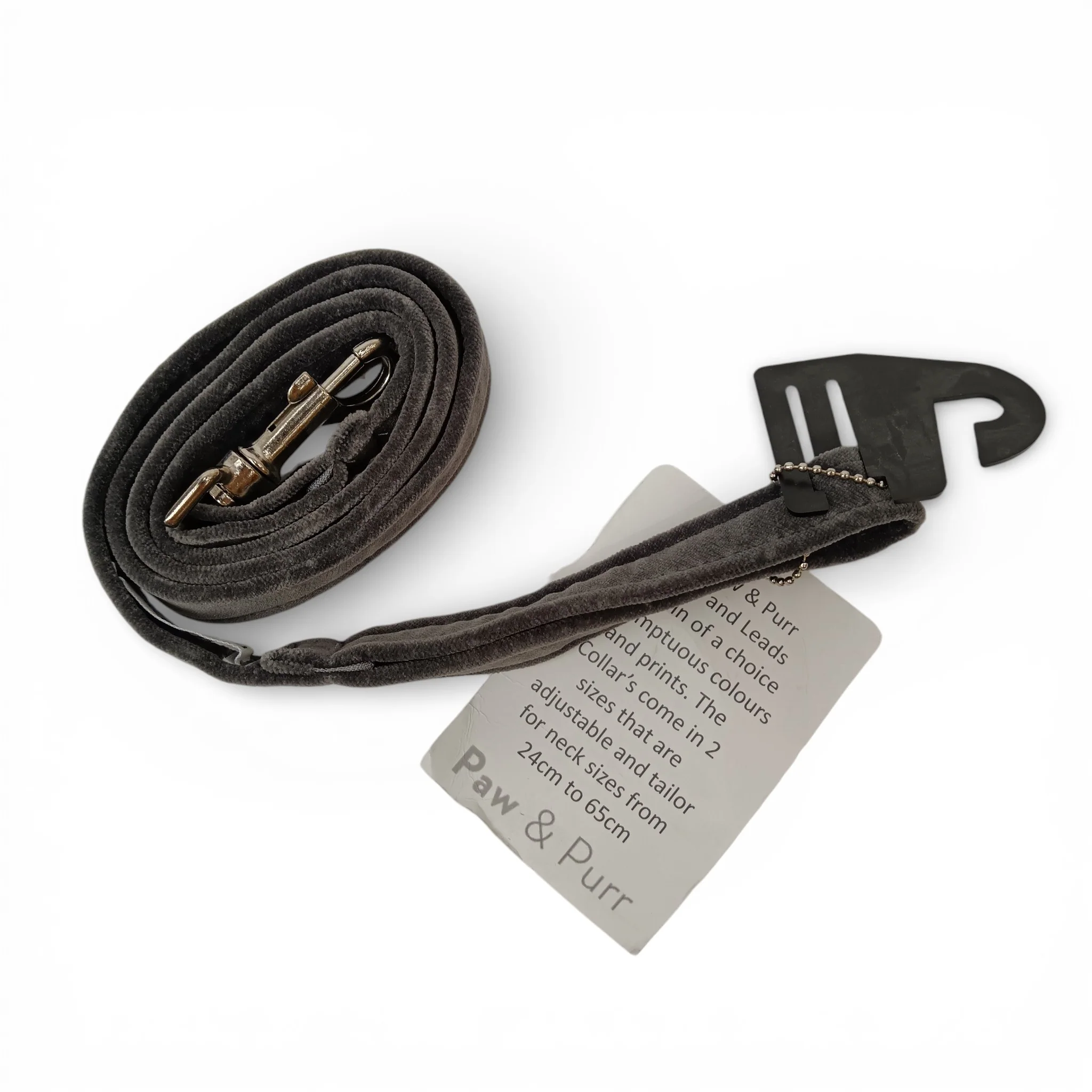 Paw & Purr Dog Lead Grey Velvet 106cm with Tags | Pre-loved