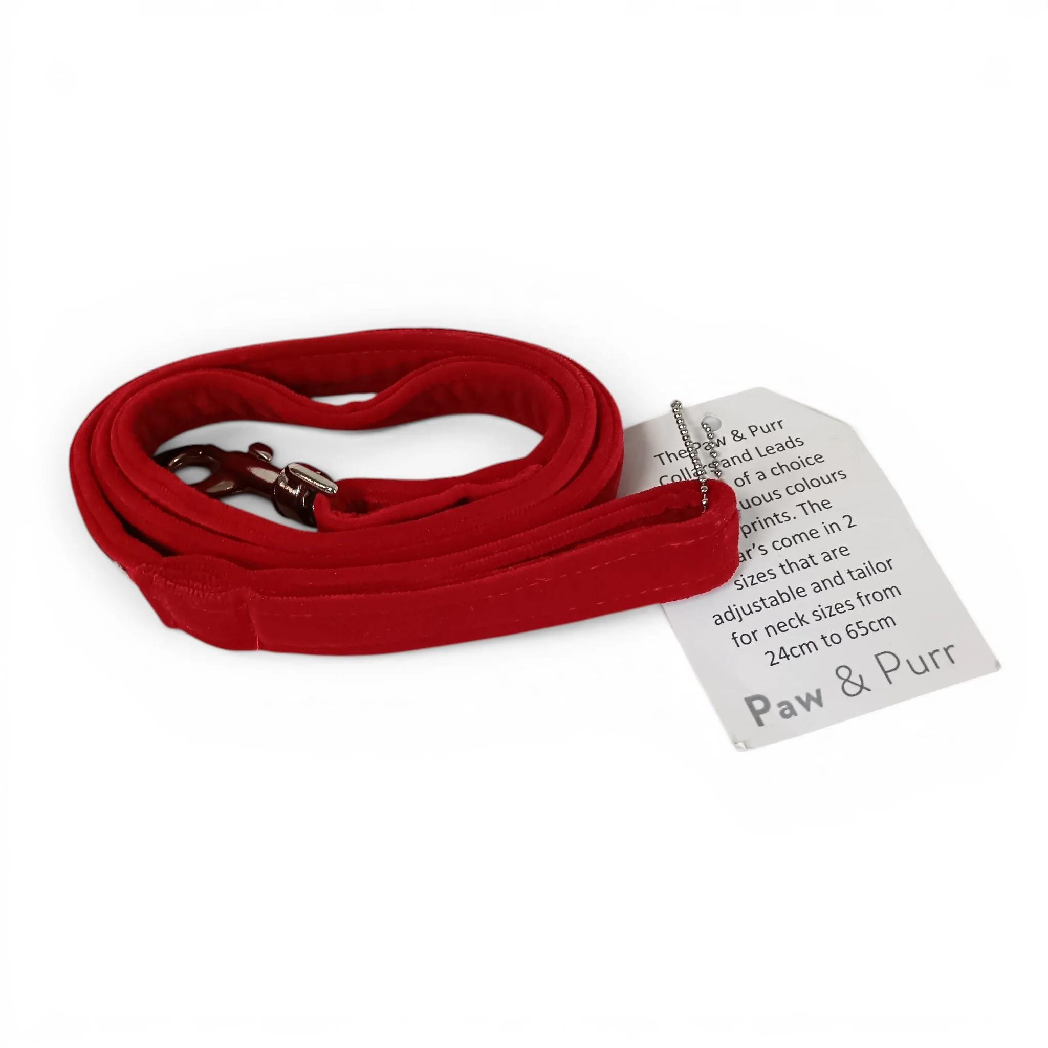 Paw & Purr Dog Lead Red Velvet 106cm with Tags | Pre-loved