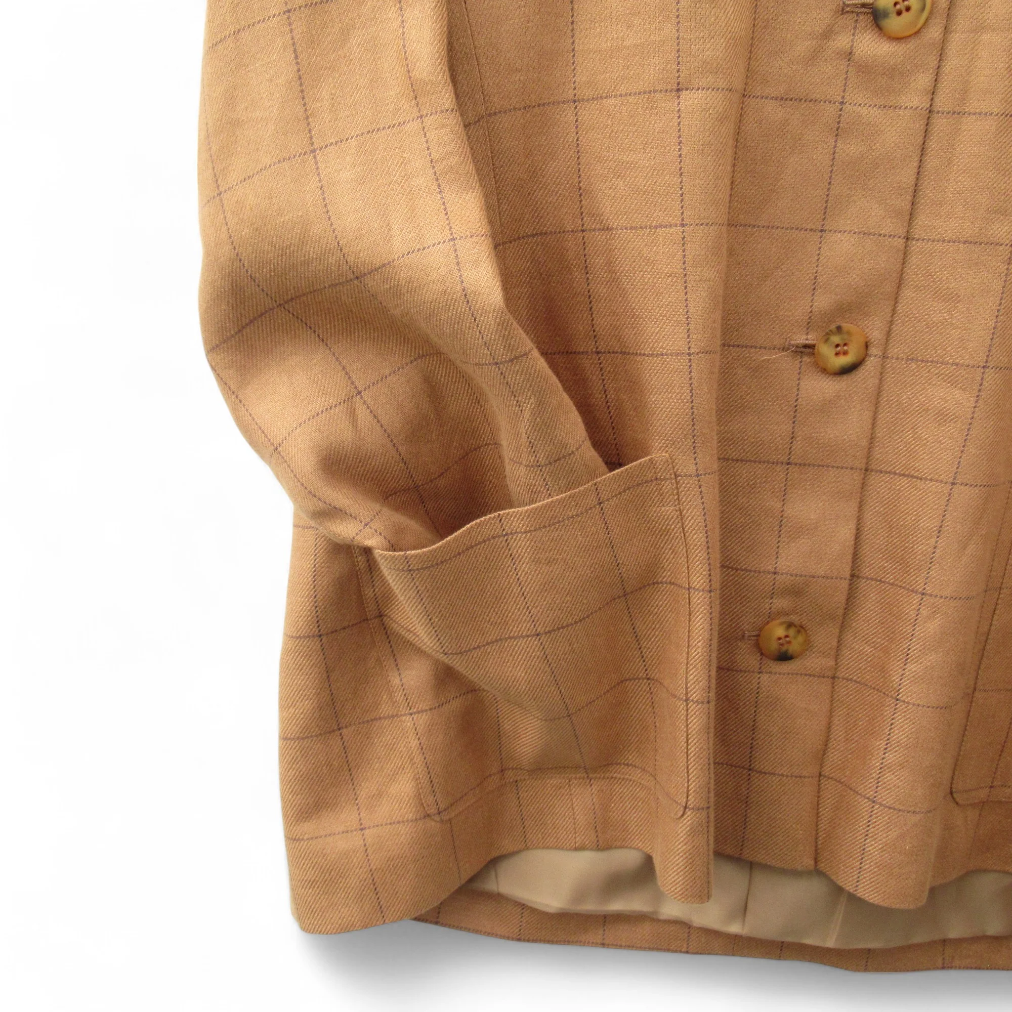Penny Plain Vintage Blazer Linen Large Brown Womenswear | Pre-loved - Image 3
