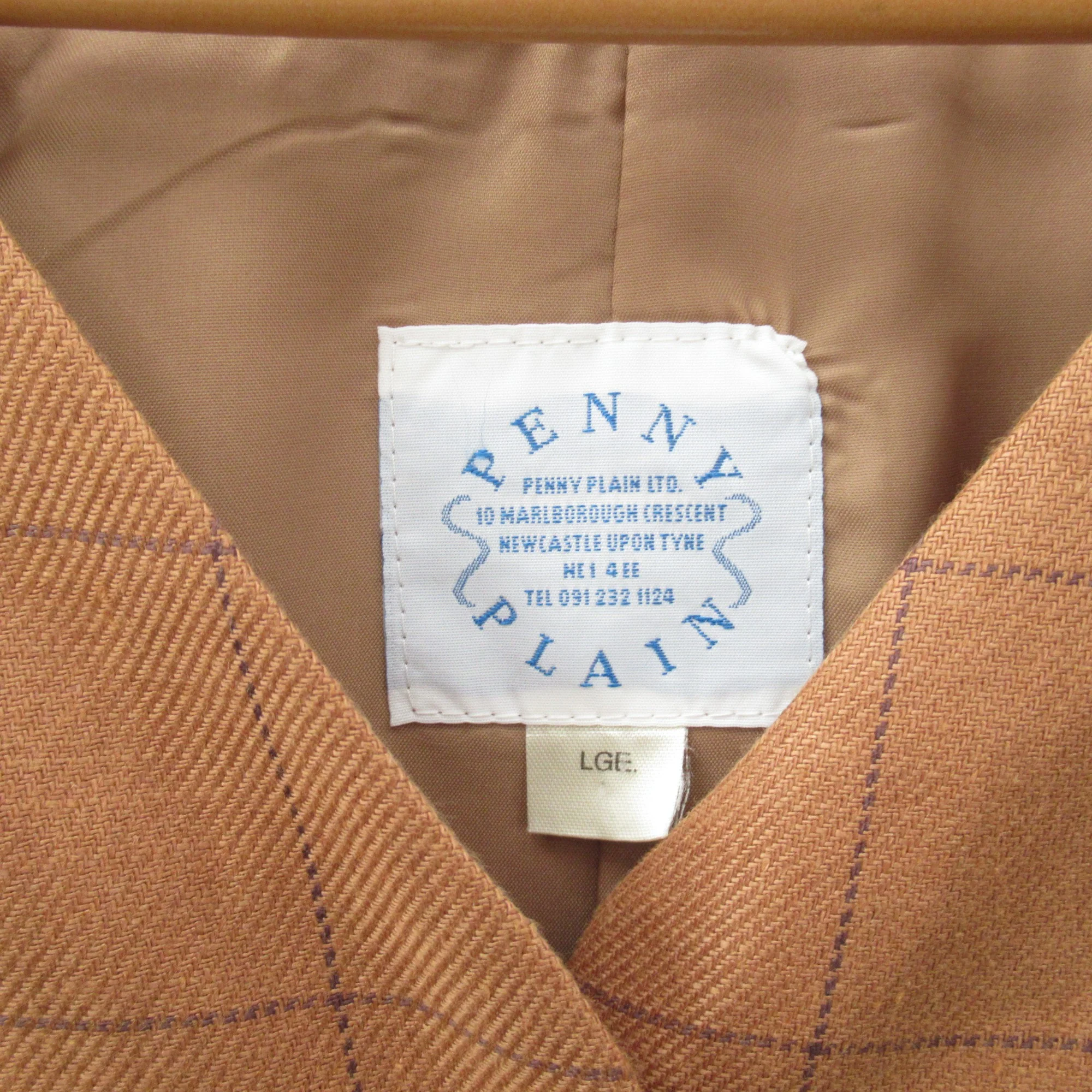 Penny Plain Vintage Blazer Linen Large Brown Womenswear | Pre-loved - Image 4