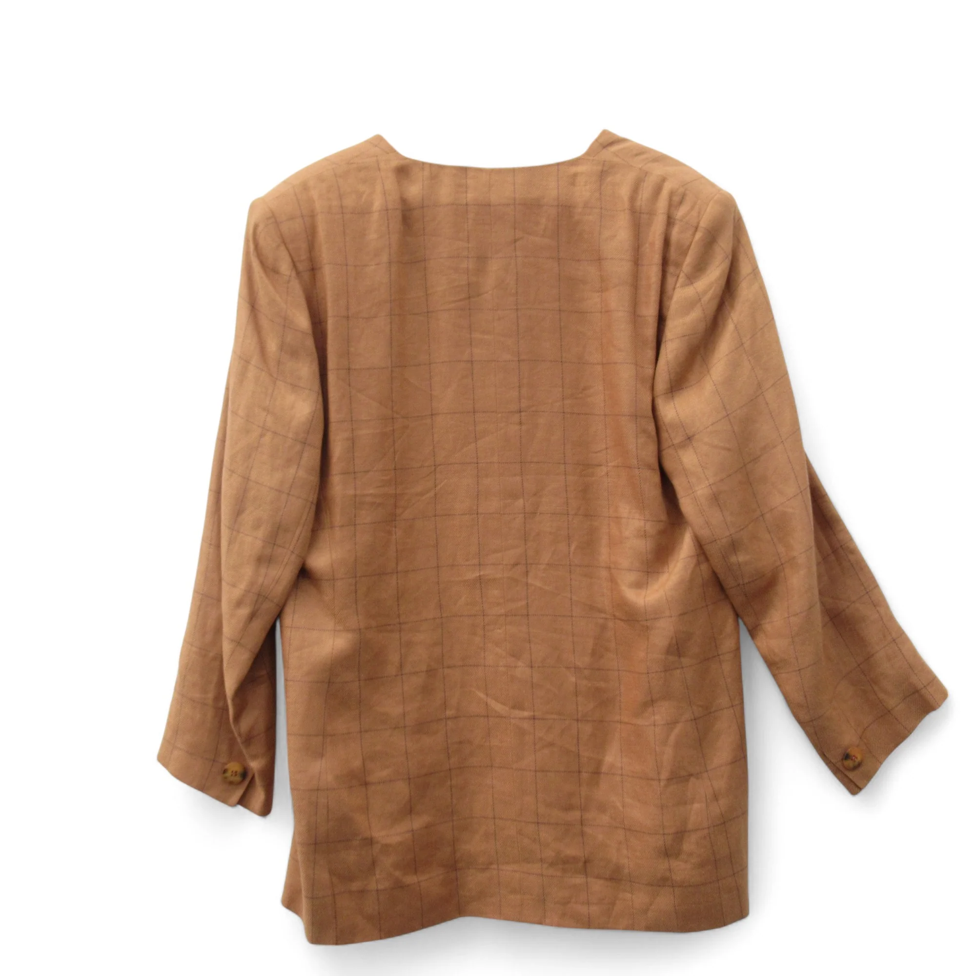 Penny Plain Vintage Blazer Linen Large Brown Womenswear | Pre-loved - Image 5