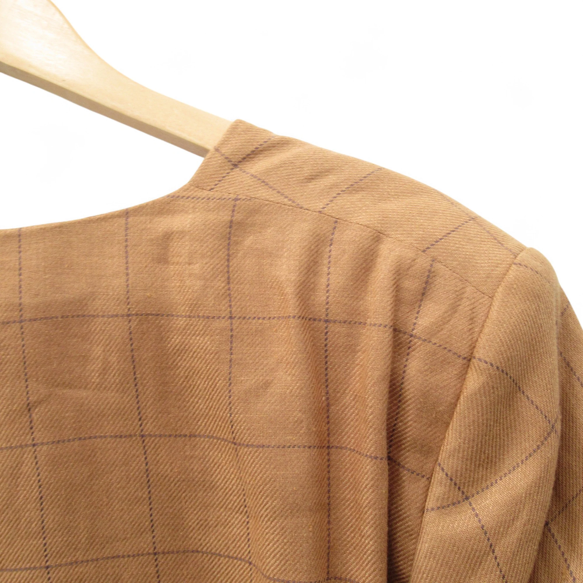 Penny Plain Vintage Blazer Linen Large Brown Womenswear | Pre-loved - Image 6