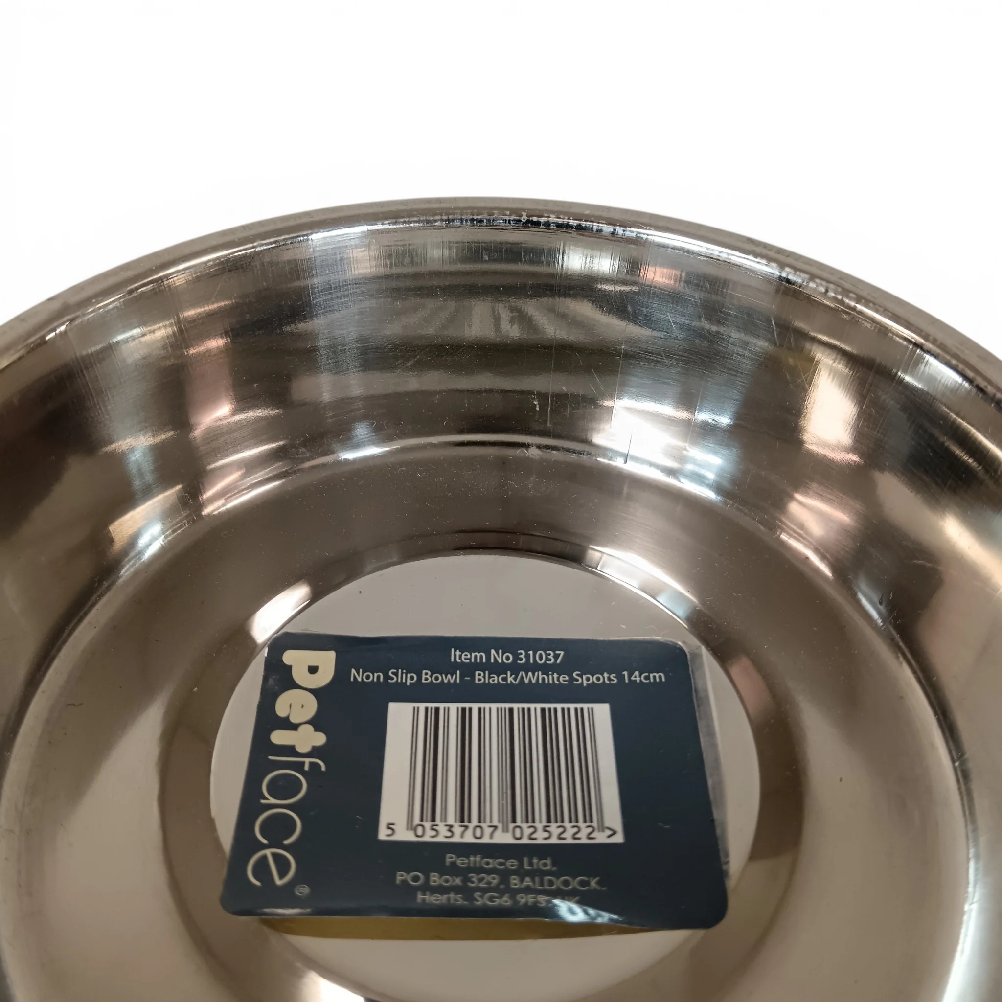 Petface Pet Bella Bowl Non-Slip Stainless Steel Black with White Spots 14cm | Pre-loved - Image 3