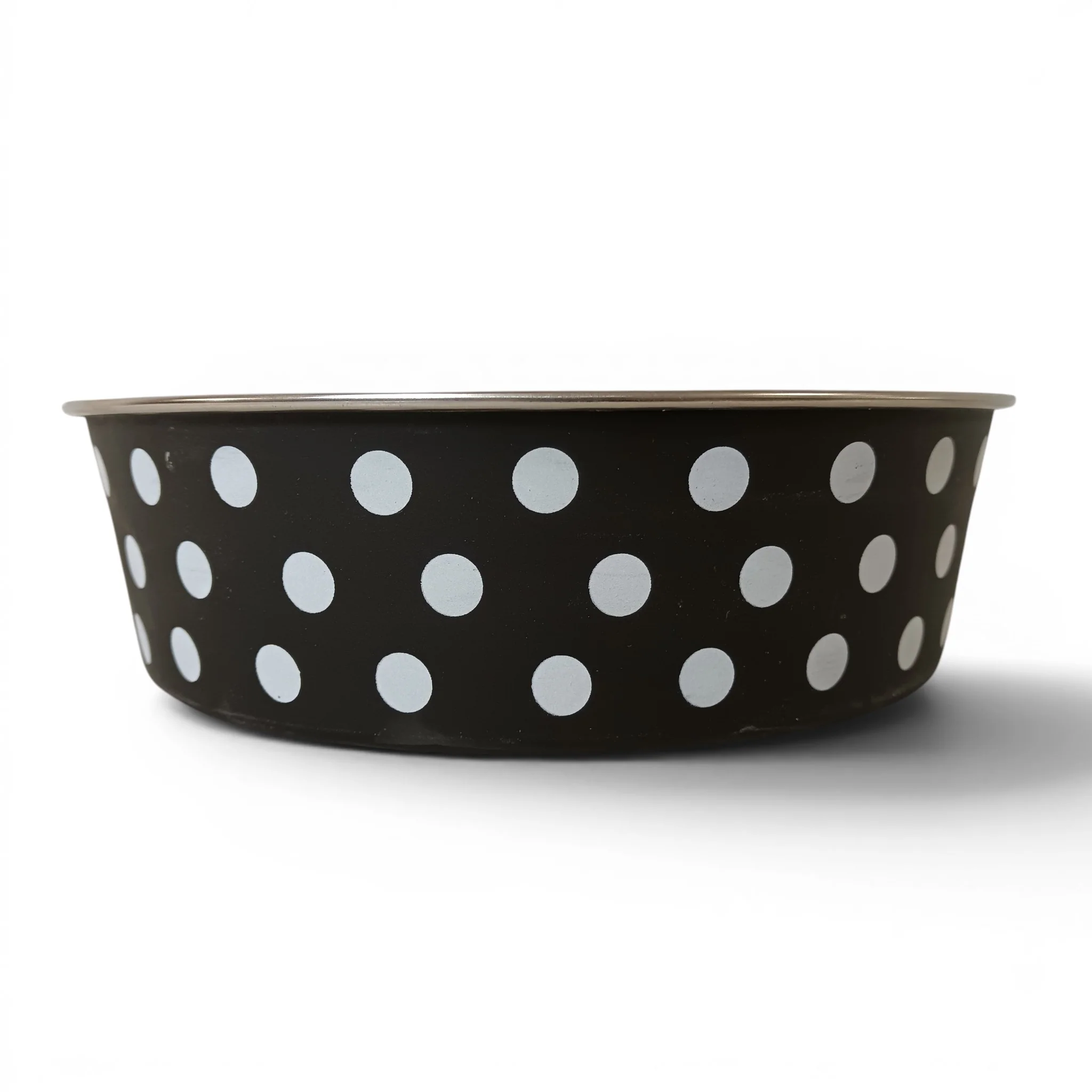 Petface Pet Bella Bowl Non-Slip Stainless Steel Black with White Spots 21cm | Pre-loved - Image 3
