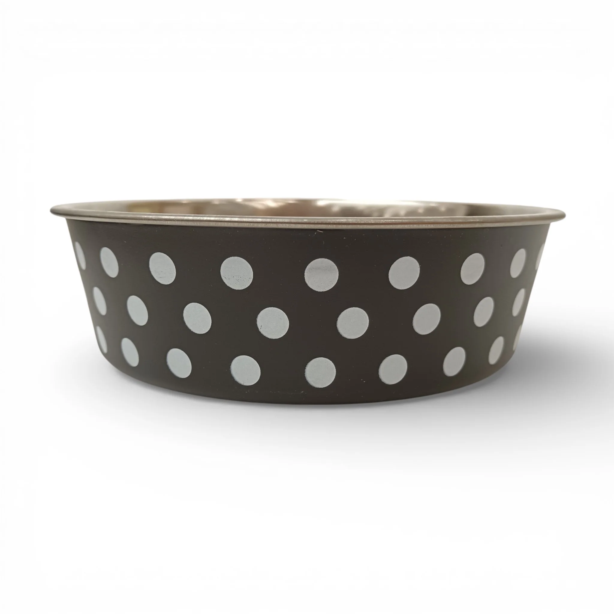 Petface Pet Bella Bowl Non-Slip Stainless Steel Black with White Spots | Pre-loved - Image 3