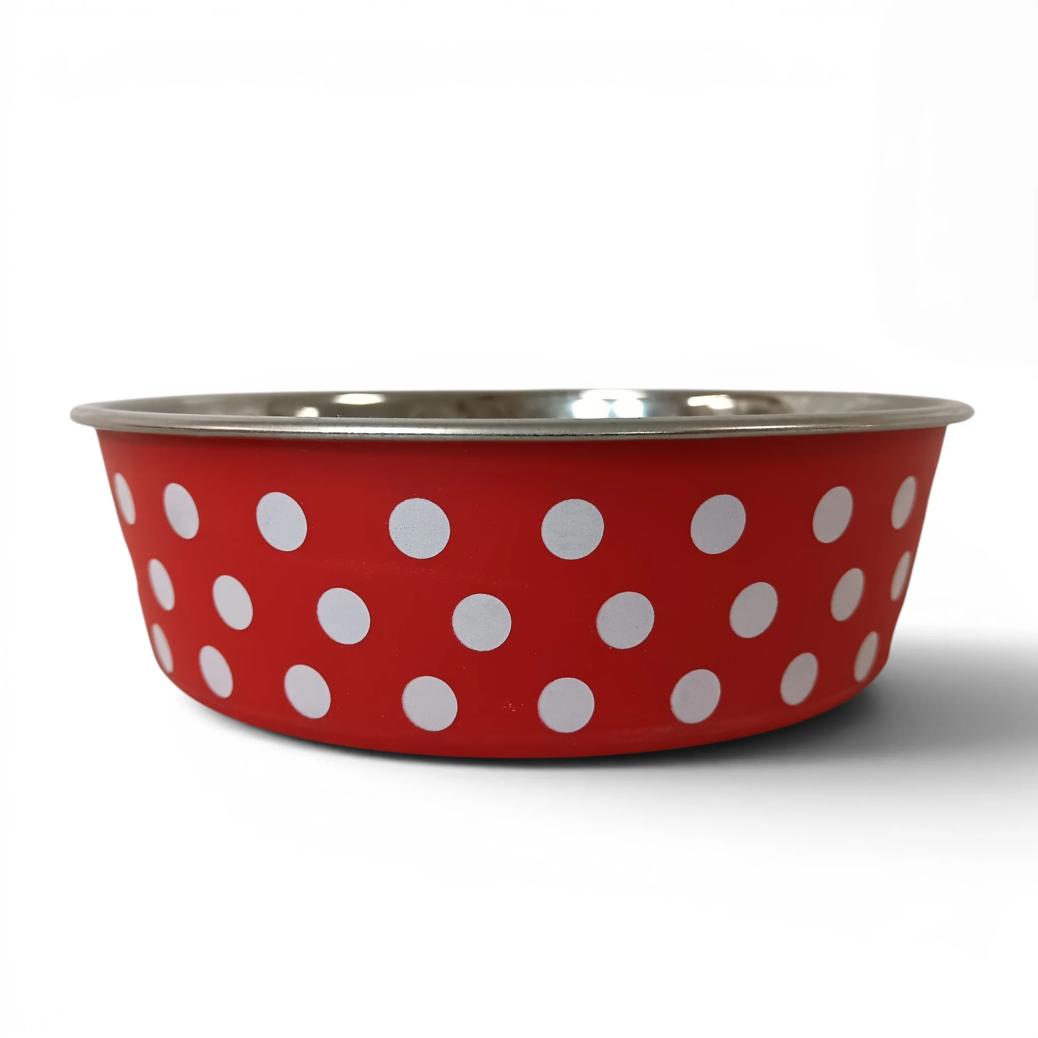 Petface Pet Bella Bowl Non-Slip Stainless Steel Cranberry Red with White Spots 17cm | Pre-loved - Image 3