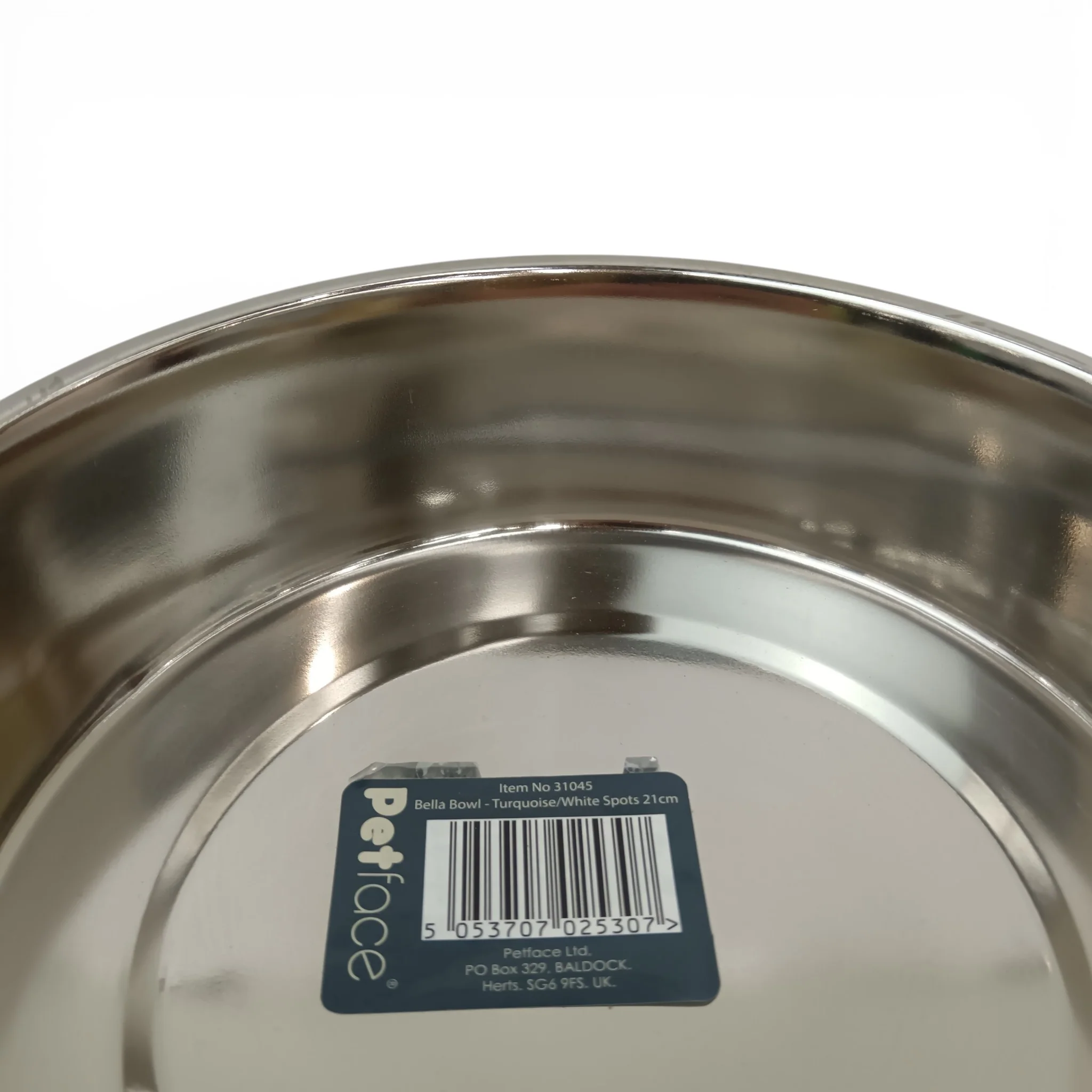 Petface Pet Bella Bowl Non-Slip Stainless Steel Turquoise with White Spots | Pre-loved - Image 5