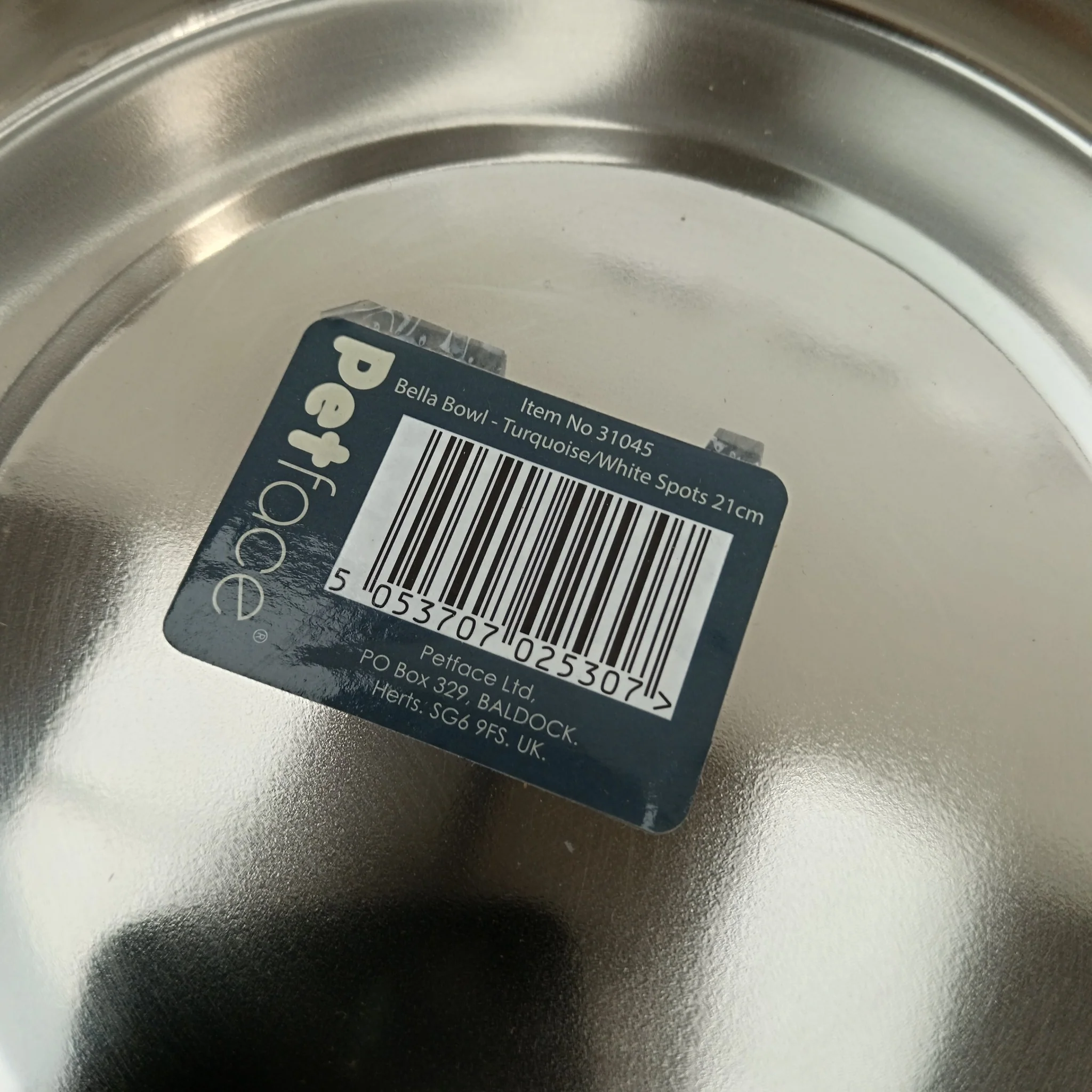Petface Pet Bella Bowl Non-Slip Stainless Steel Turquoise with White Spots | Pre-loved - Image 6