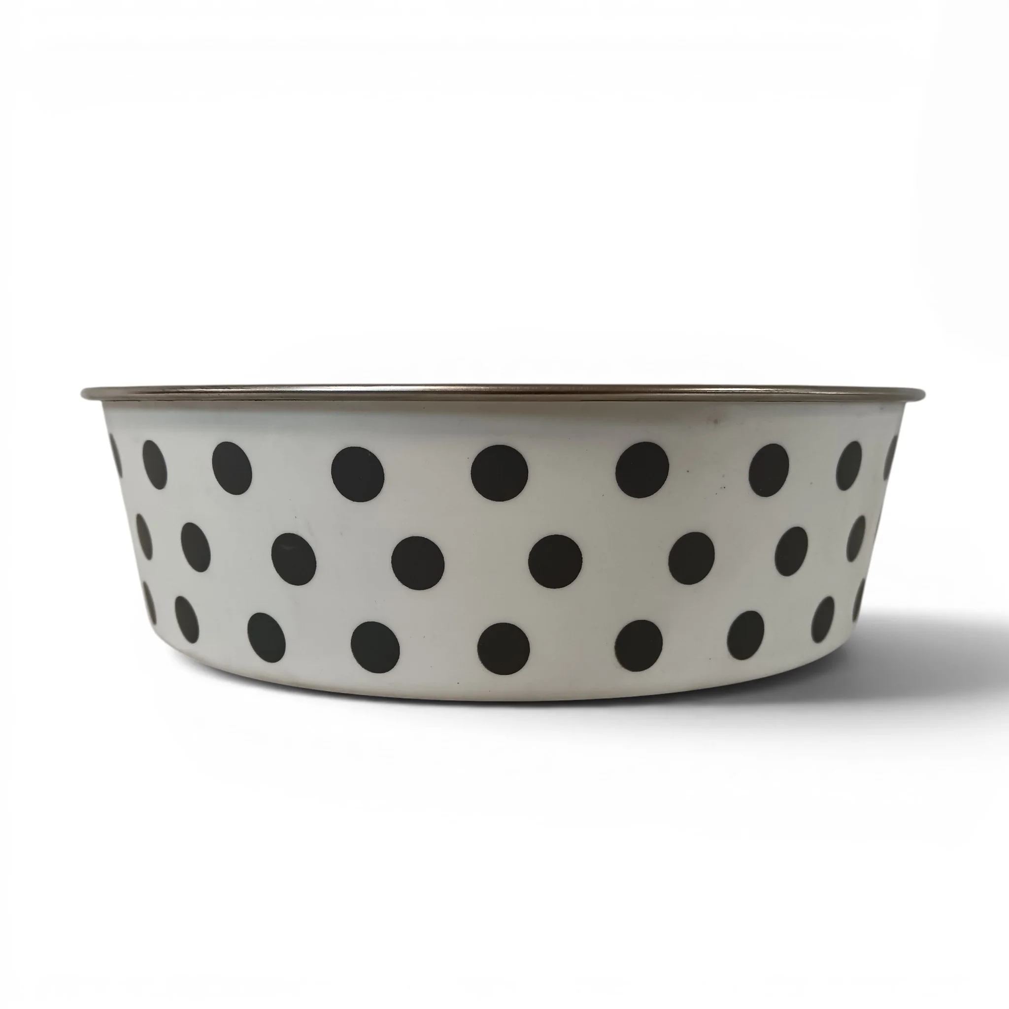 Petface Pet Bella Bowl Non-Slip Stainless Steel White with Black Spots 21cm | Pre-loved - Image 3