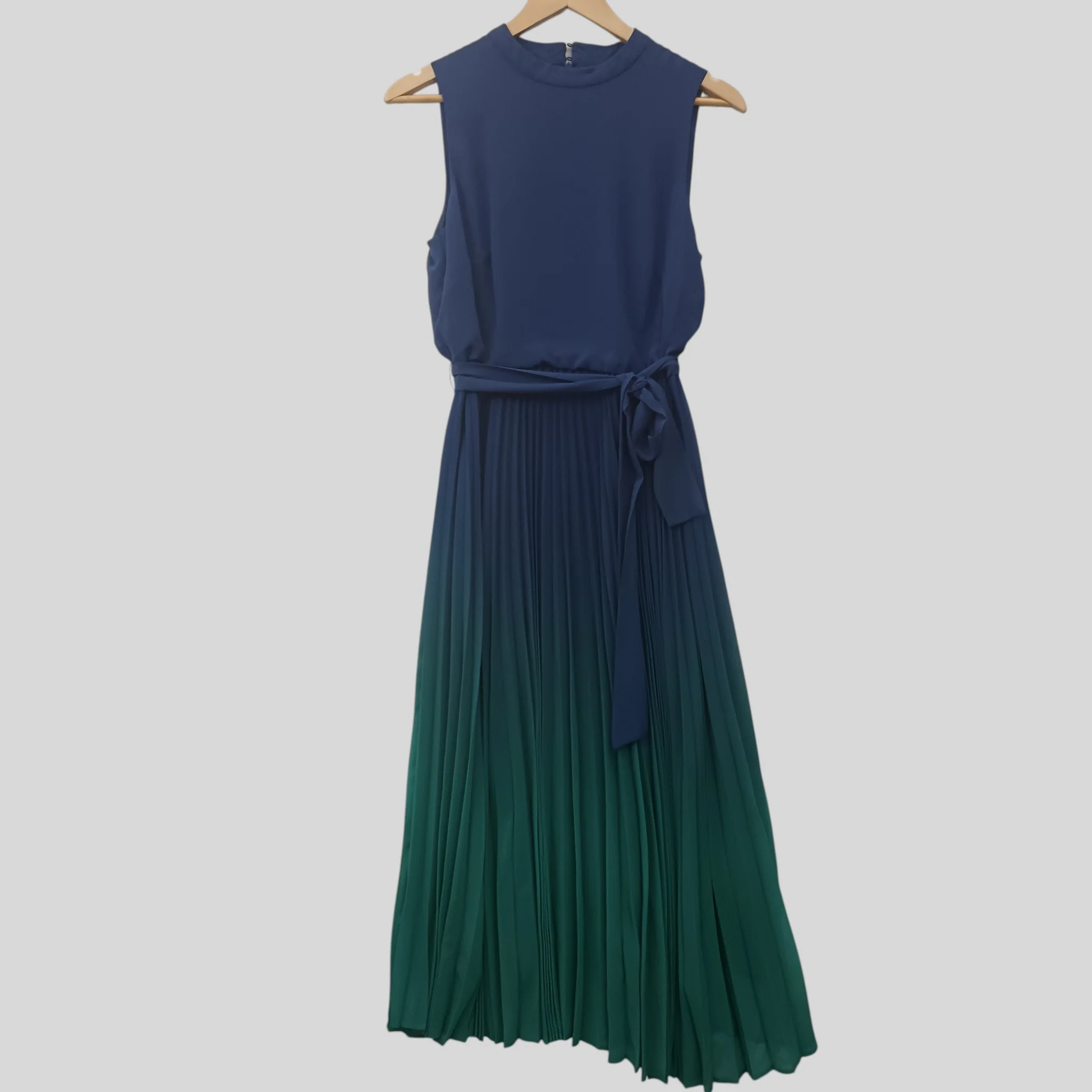 Phase Eight Blue Green Ombre High Neck Midi Dress UK 12 -Tags On - Womenswear | Pre-loved