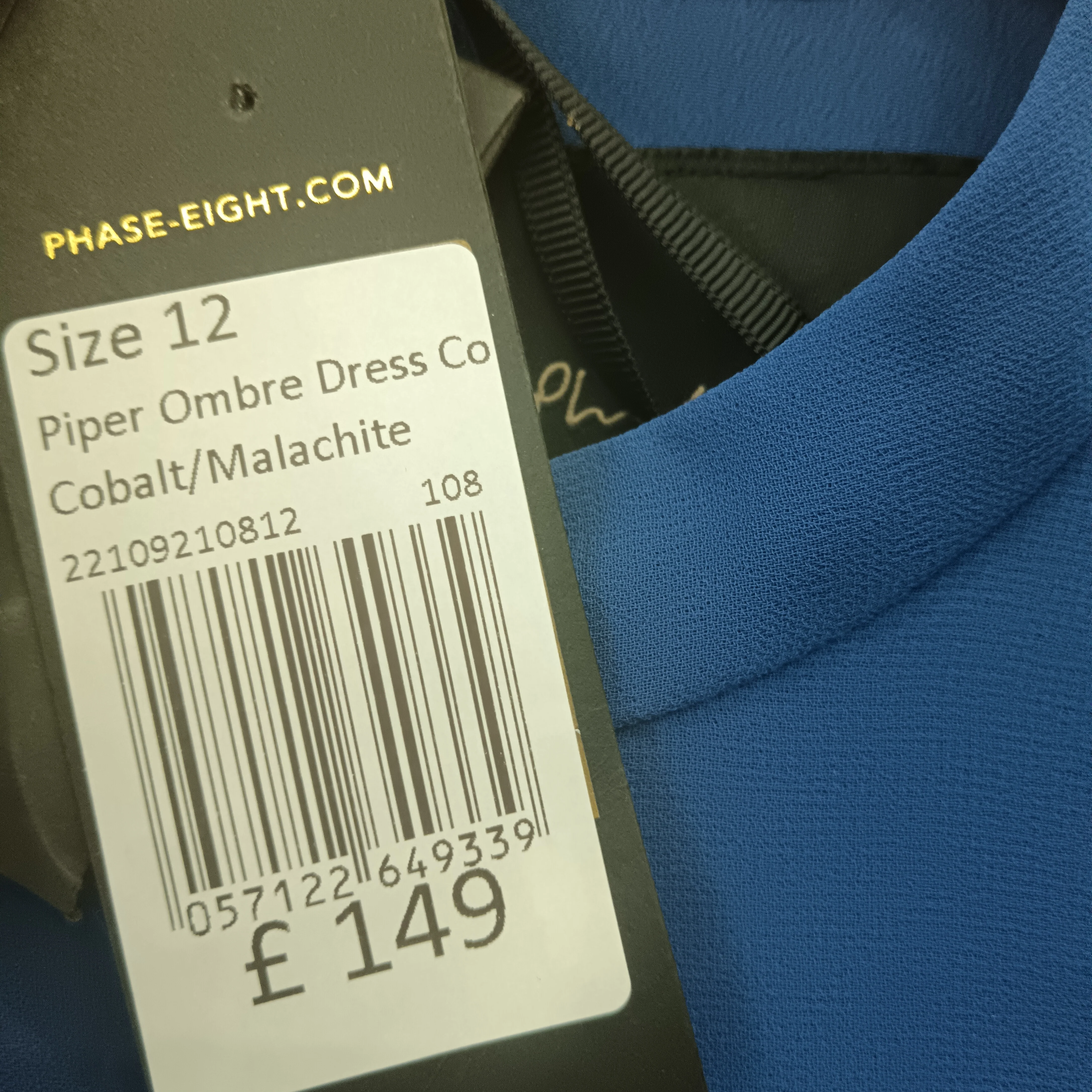Phase Eight Blue Green Ombre High Neck Midi Dress UK 12 -Tags On - Womenswear | Pre-loved - Image 3
