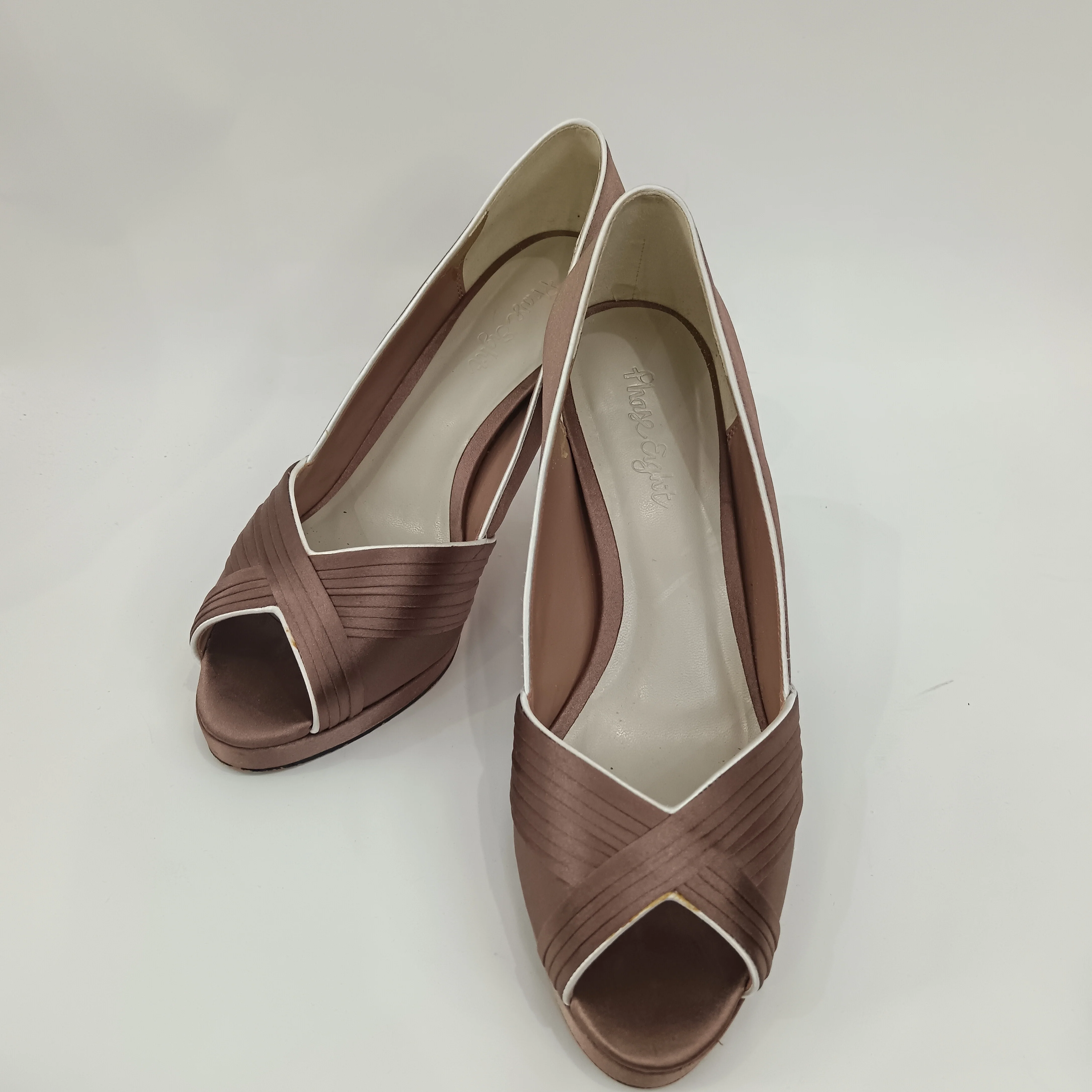 Phase Eight Brown Satin Peep Toe Heels Special Occasion Ladies Shoes UK 5  Womenswear | Pre-loved