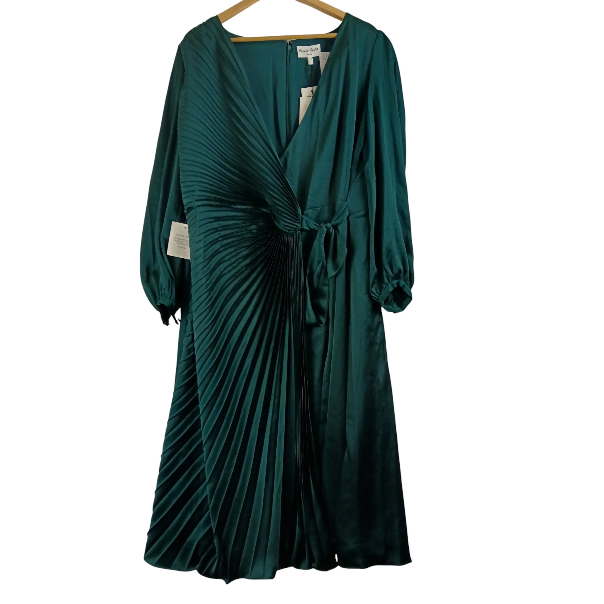 Phase Eight Dark Green Petite Gracie Sunray Pleated Midi Dress UK 20 -Tags On - Womenswear | Pre-loved