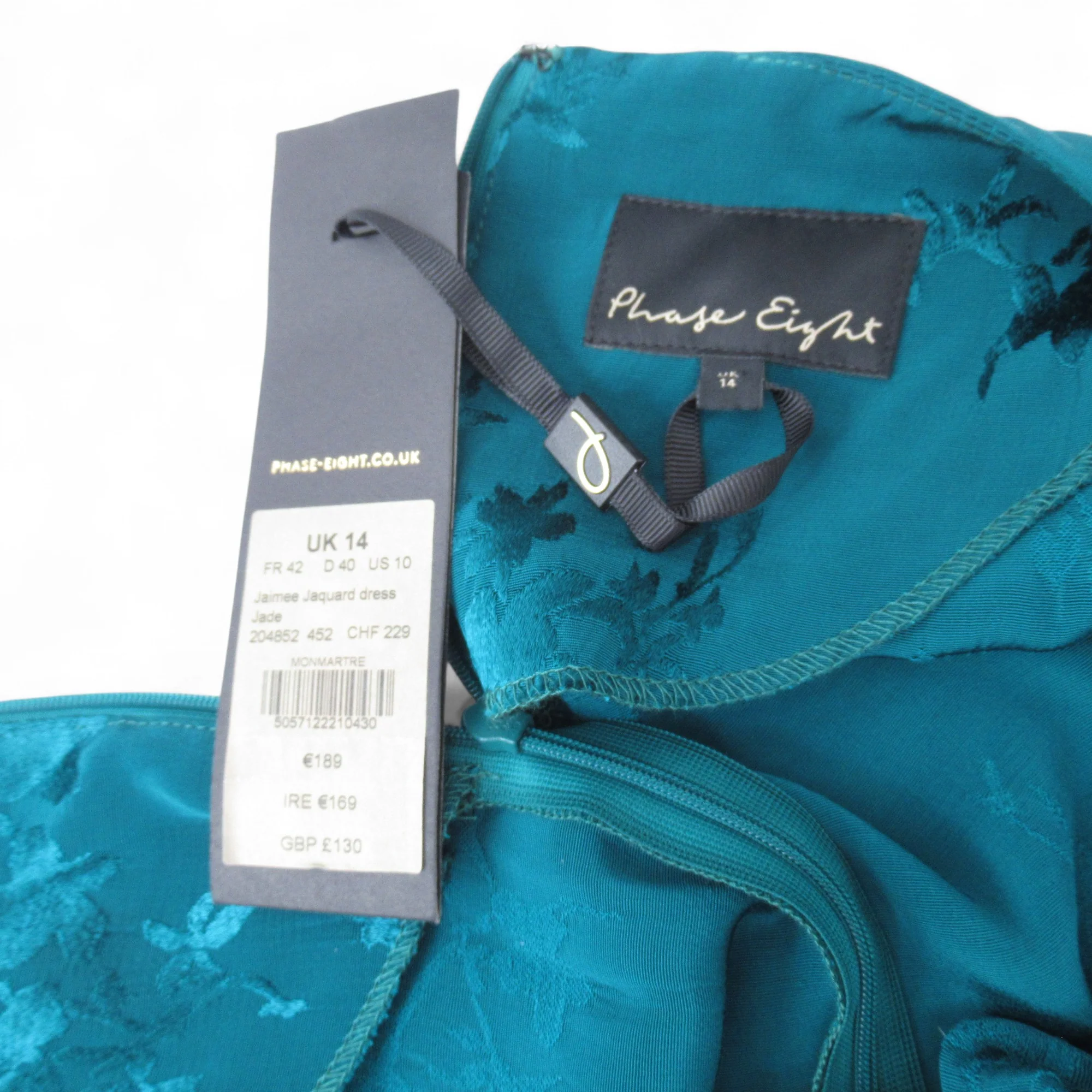 Phase Eight Jacquard Dress UK 14 Green Womenswear | Pre-loved - Image 5