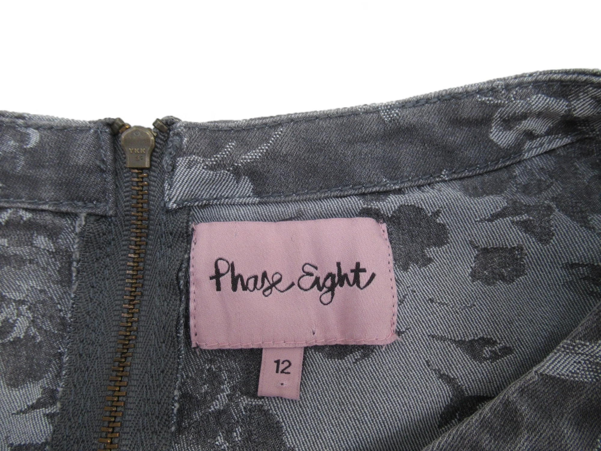 Phase Eight UK 12 Grey Floral Denim Dress Womenswear | Preloved - Image 4