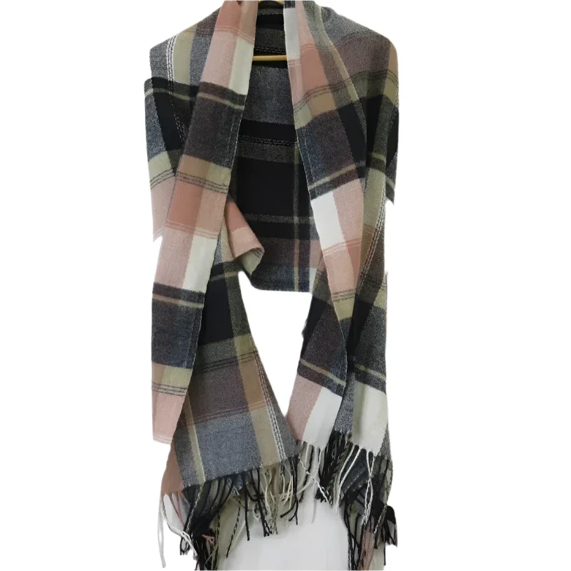 Pigalle 26"x72" Multicoloured Check Scarf Shawl Womenswear | Preloved - Image 3