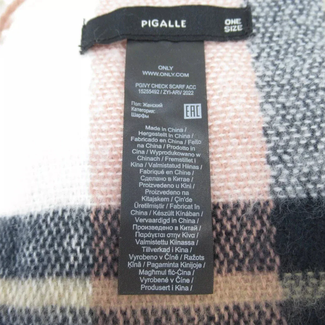 Pigalle 26"x72" Multicoloured Check Scarf Shawl Womenswear | Preloved - Image 4