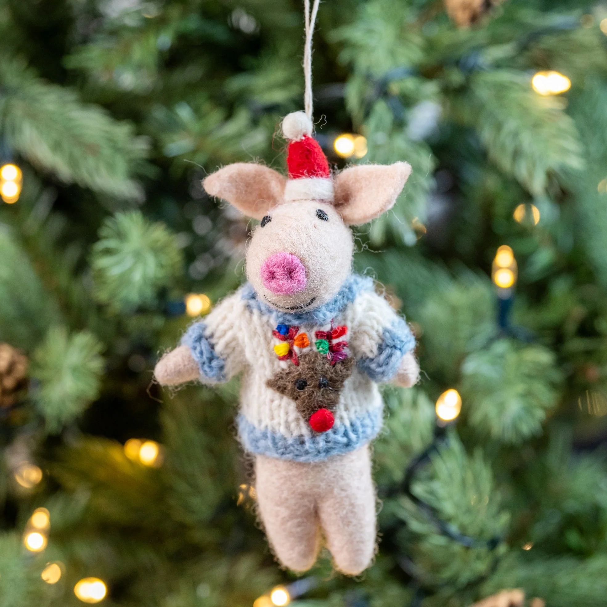 Piglet in Christmas Jumper | Handmade Christmas Decoration - Image 2