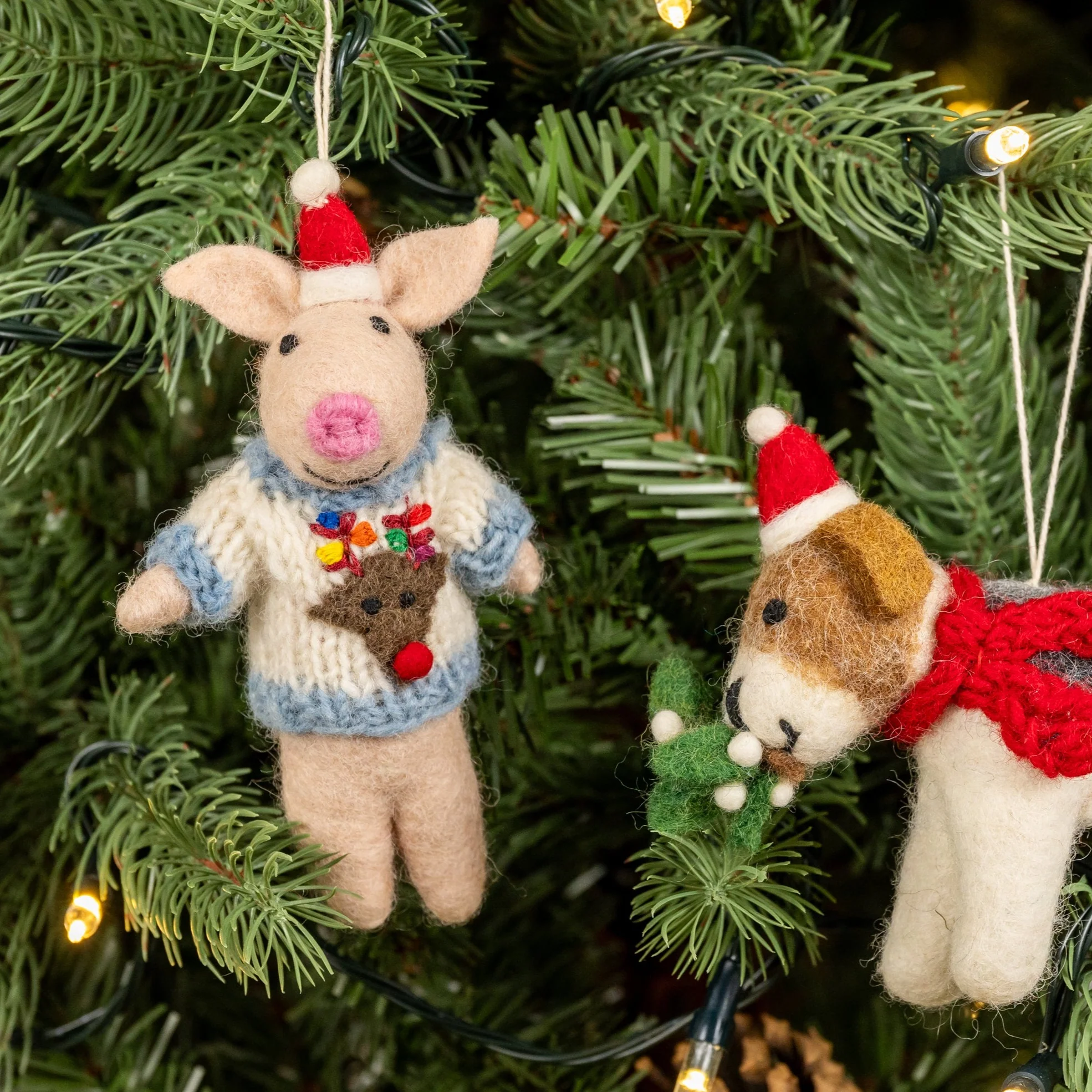 Piglet in Christmas Jumper | Handmade Christmas Decoration - Image 3