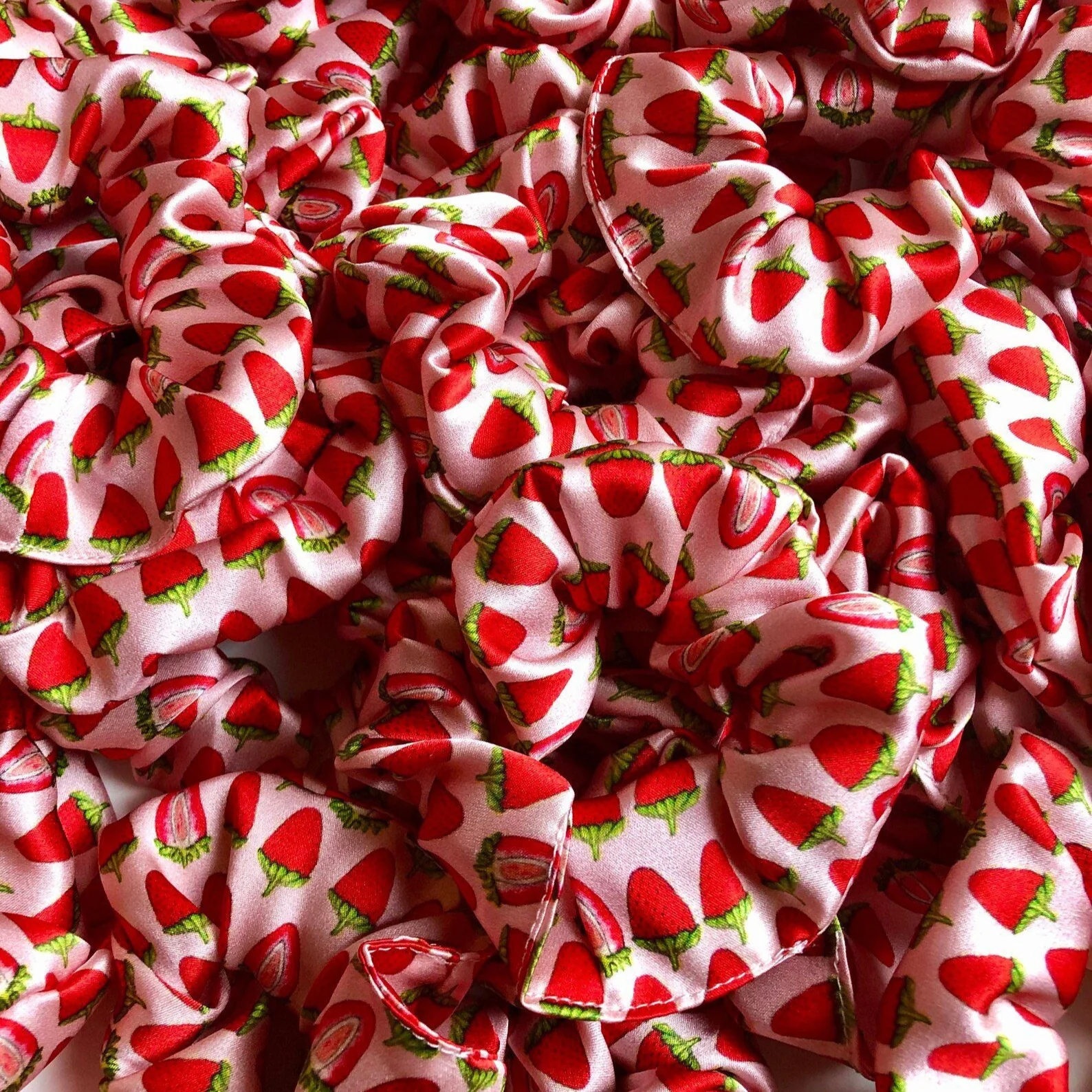 Pink Strawberry scrunchie | Edenah - Image 3
