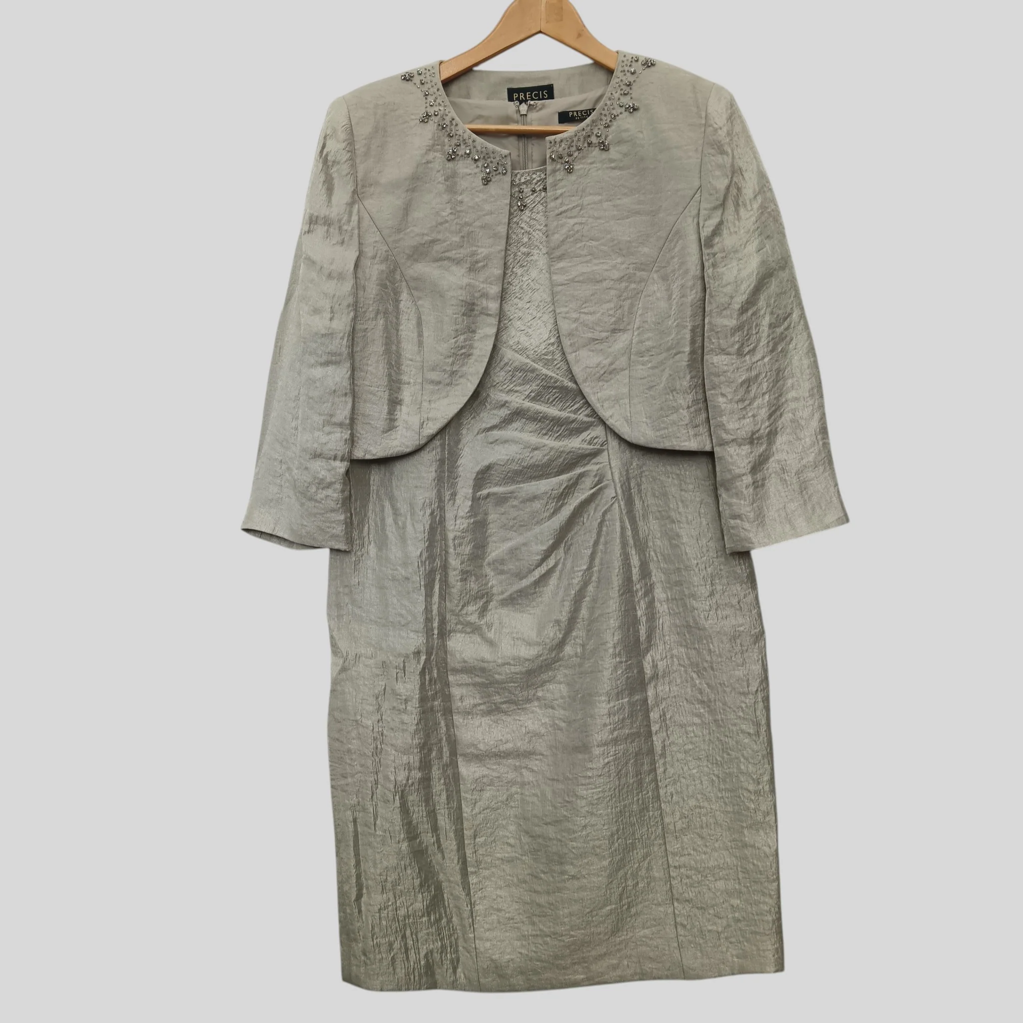 Precis Petite Mother Of Bride Outfit  Champagne Dress With Matching Jacket  UK 16  - Womenswear | Pre-loved - Image 2
