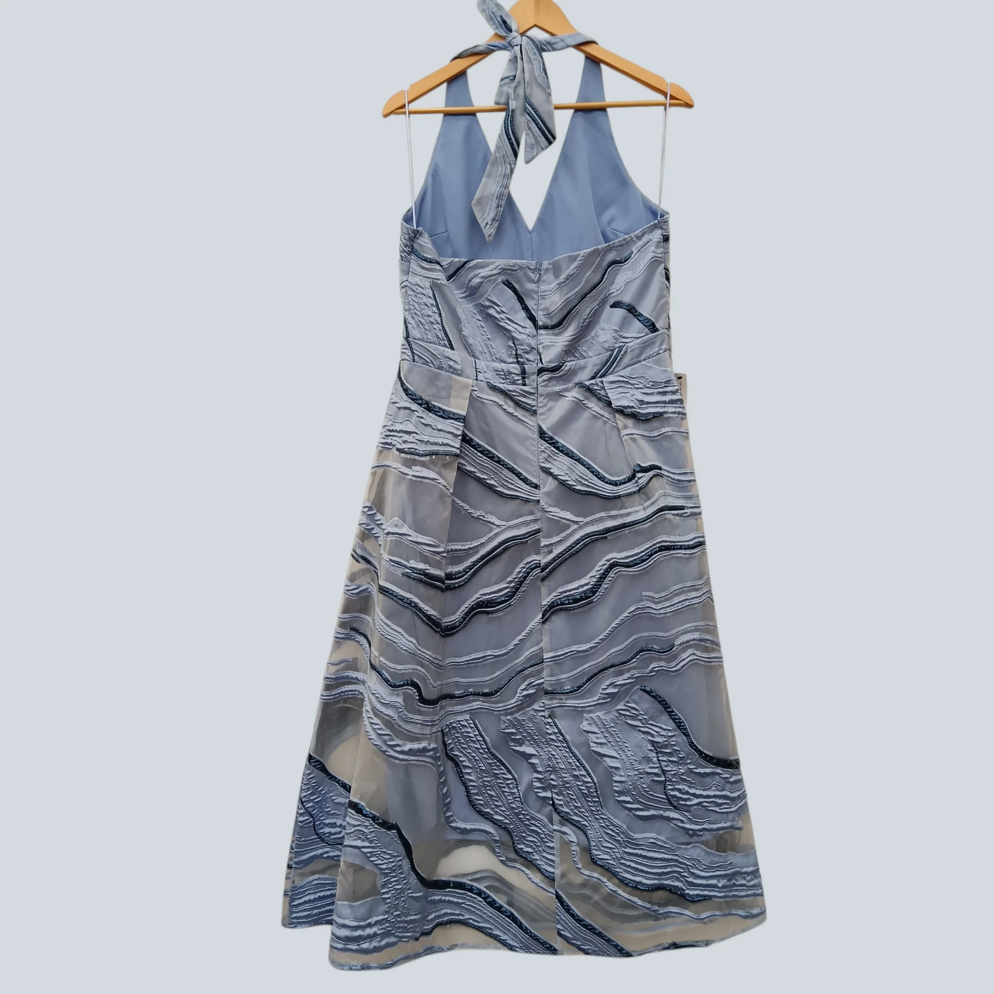 Premium Lipsy Halter Neck Ladies Special Occasion Dress Jacquard Shades of Blue UK 16 - Tags On - Womenswear | Pre-loved - Image 2