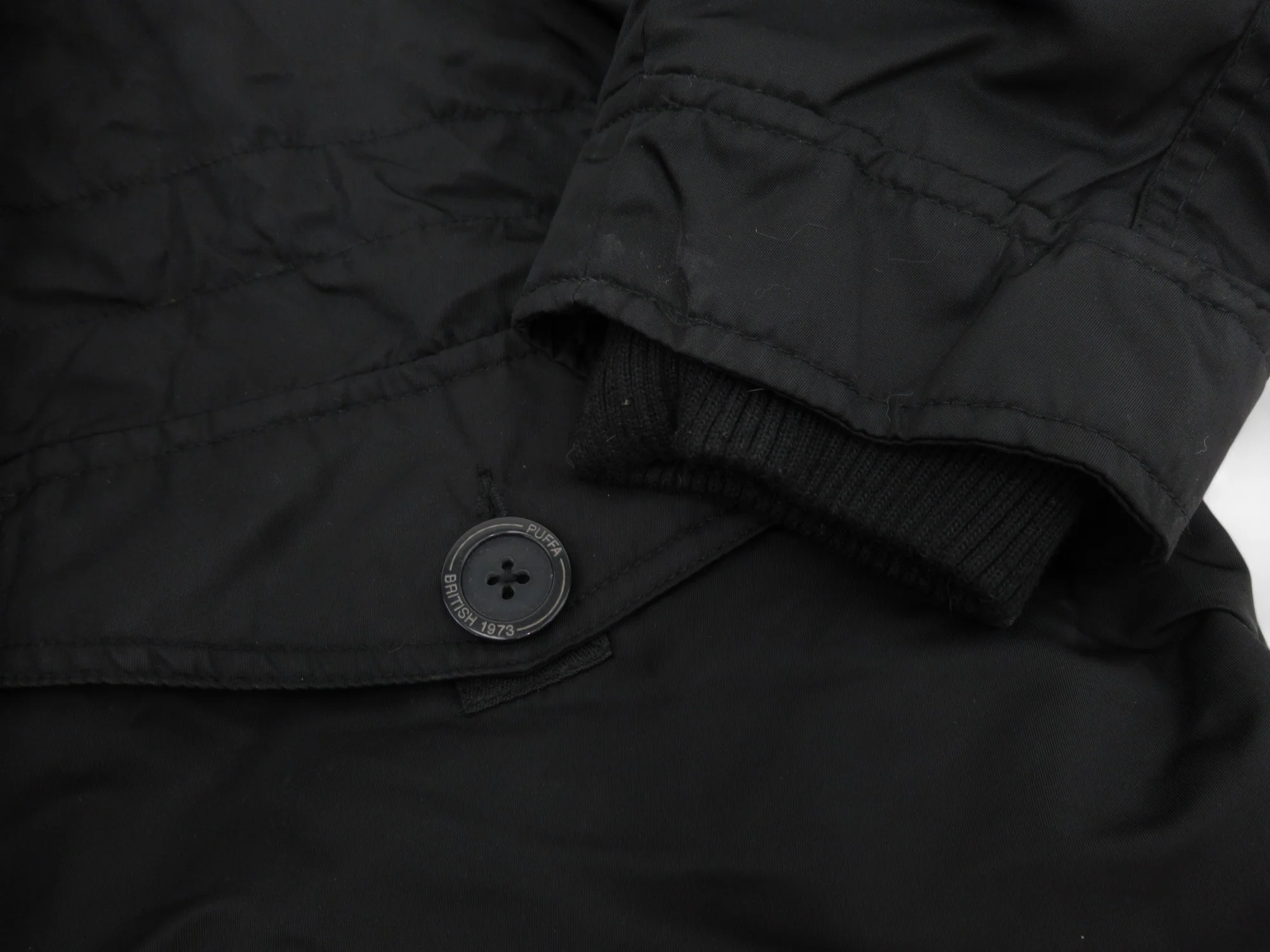 Puffa Medium Black Hooded Padded Nylon Coat Menswear | Preloved - Image 6