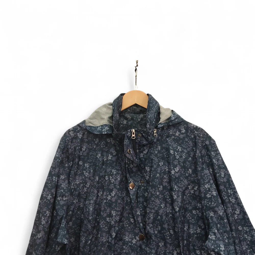 Rain Jacket Coat UK 24 Blue Flower Womenswear | Pre-loved - Image 2
