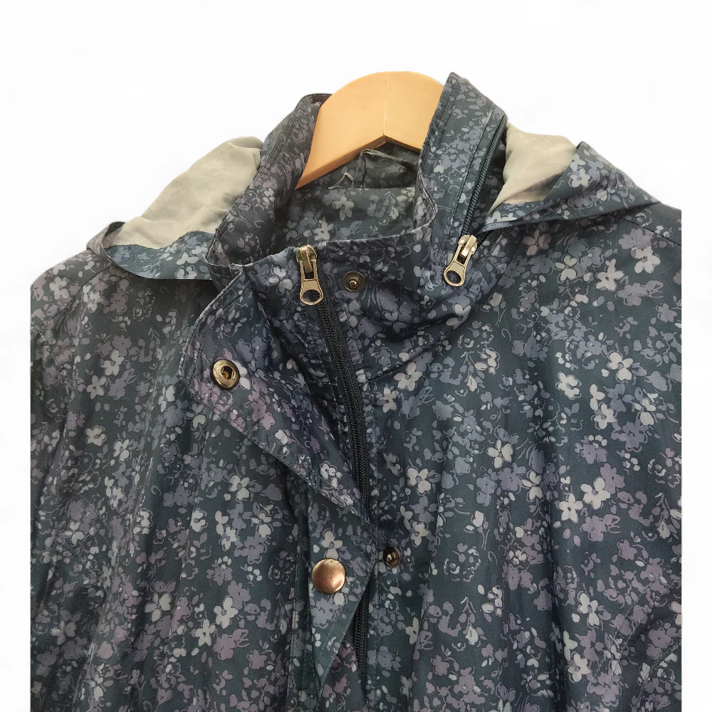 Rain Jacket Coat UK 24 Blue Flower Womenswear | Pre-loved - Image 4