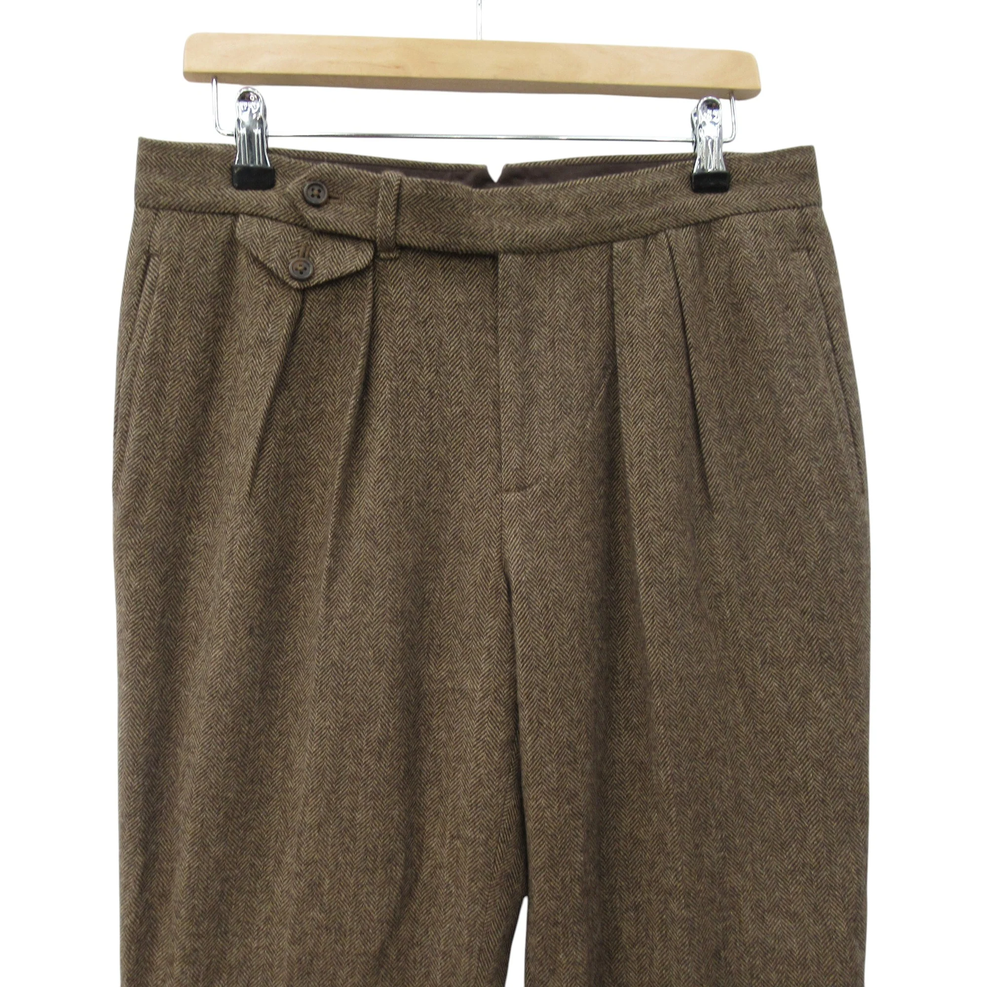 Ralph Lauren Tweed Trousers Brown W32" Womenswear | Pre-loved - Image 2
