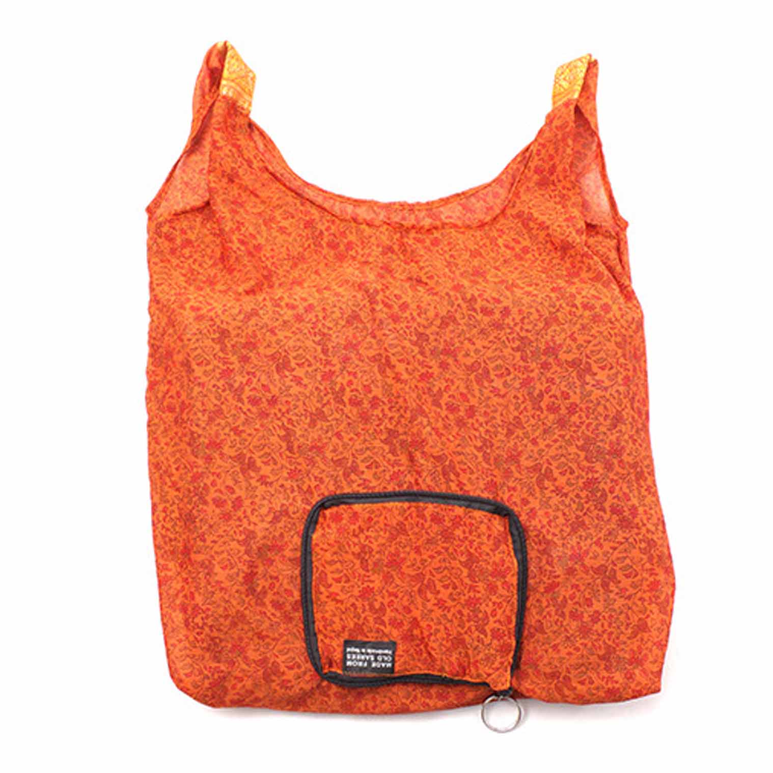 Recycled Sari Packable Shopping Tote Bag - Image 2